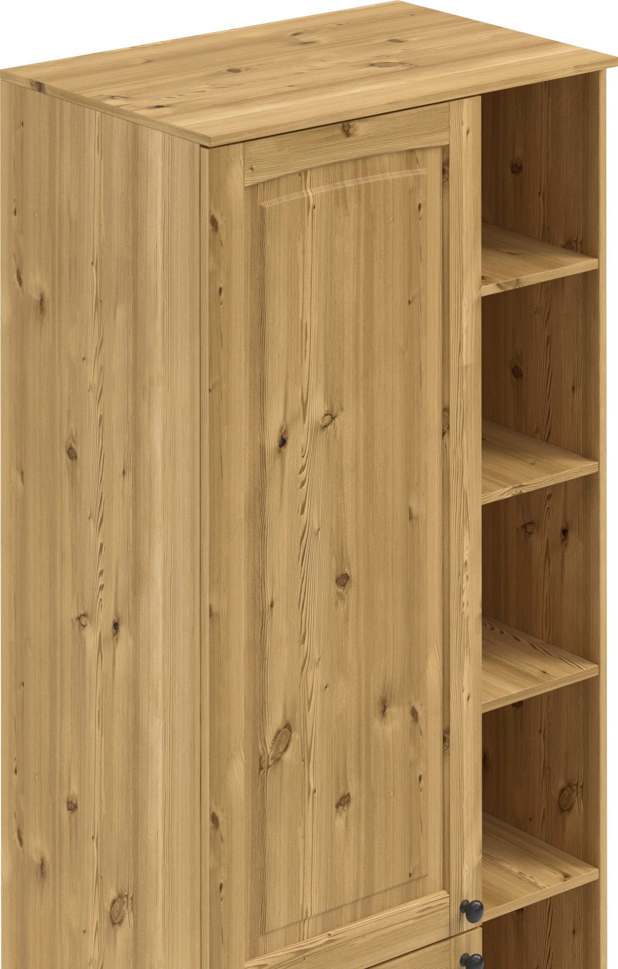 Kochstation Hoge kast KS-Osby Massief grenen, breedte 75 cm, 2 deuren, 4 legplanken, 6 open vakken (1 stuk)