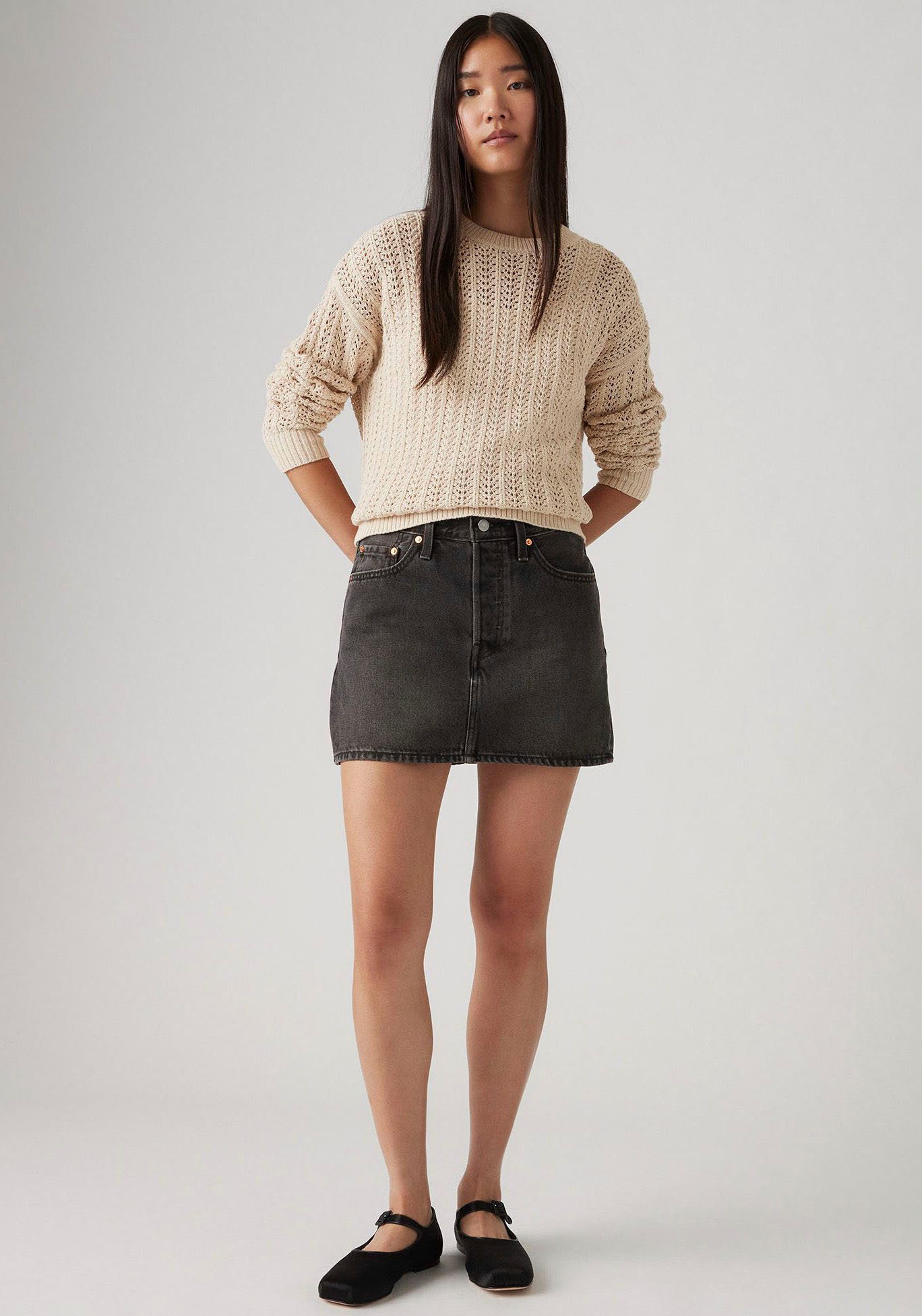 Levi's® Jeans rok ICON SKIRT met used-effecten en rafelige randen