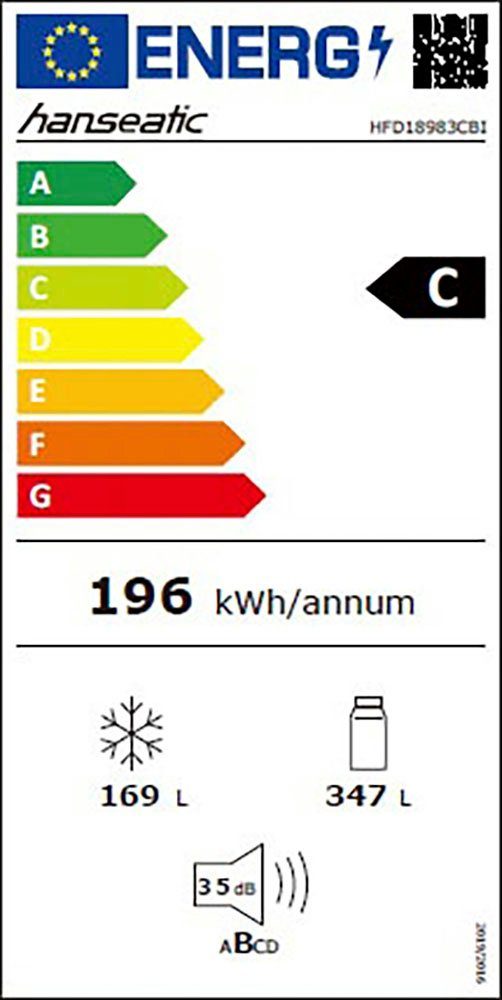 Hanseatic French door HFD18983CI NoFrost, snelkoel-/vriesfunctie, display, deuralarm