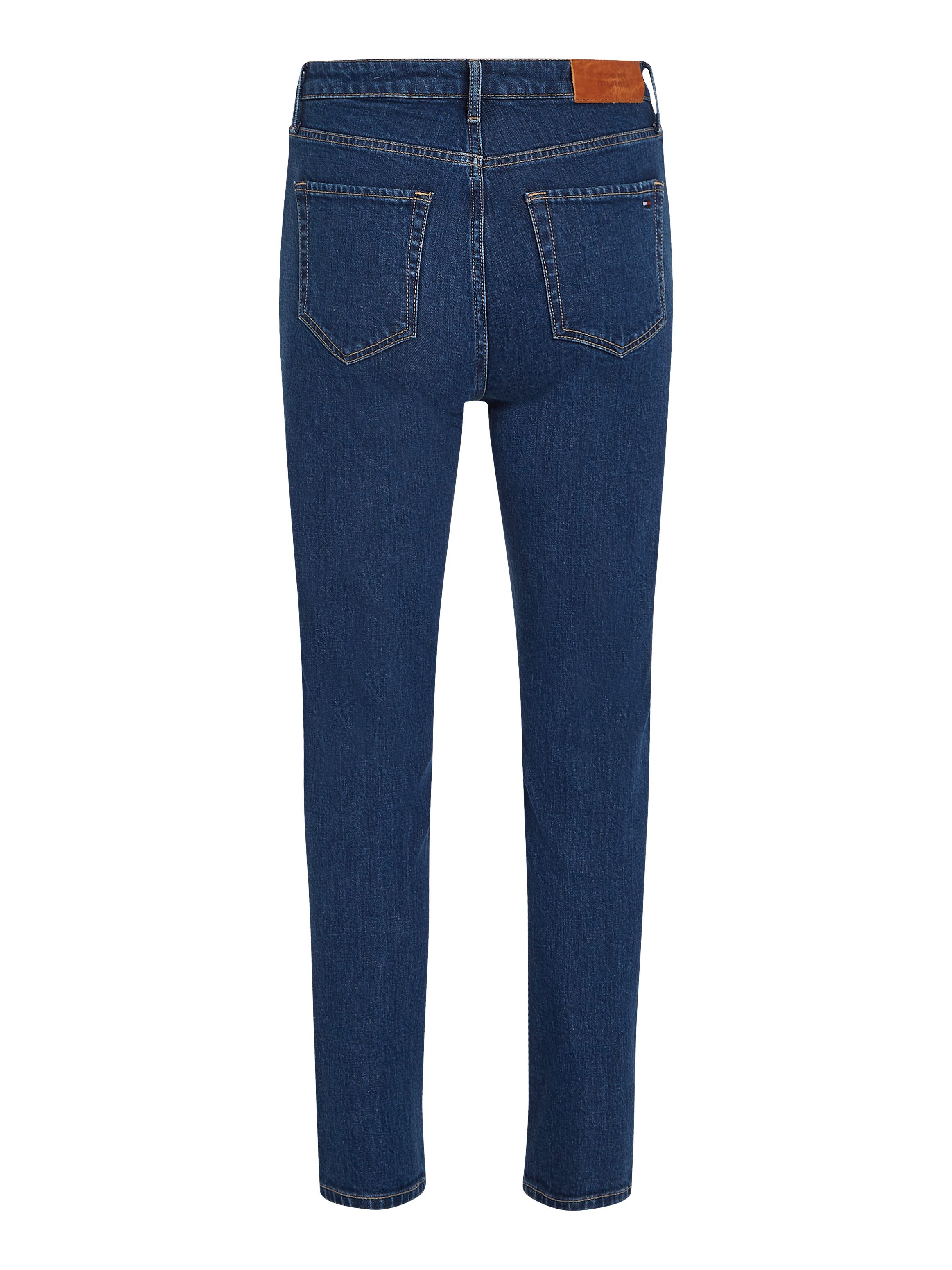Tommy Hilfiger Slim fit jeans Slim Cigarette High Waist met logo-badge, in blauwe wassing