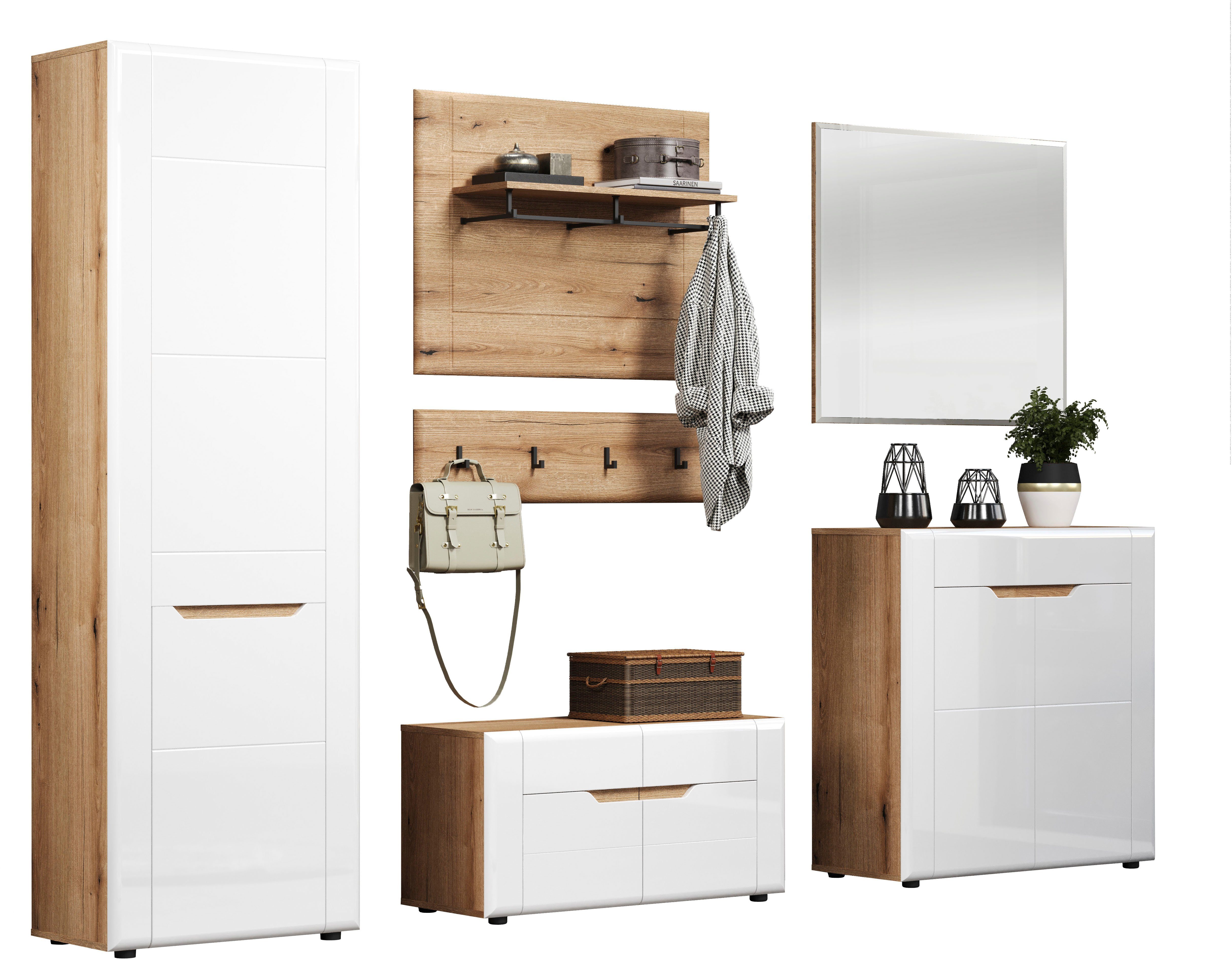 INOSIGN Wandrek Graz Afmetingen (B/H/D in cm): (91/70/26) - kleur: wit hoogglans en eik (1 stuk)