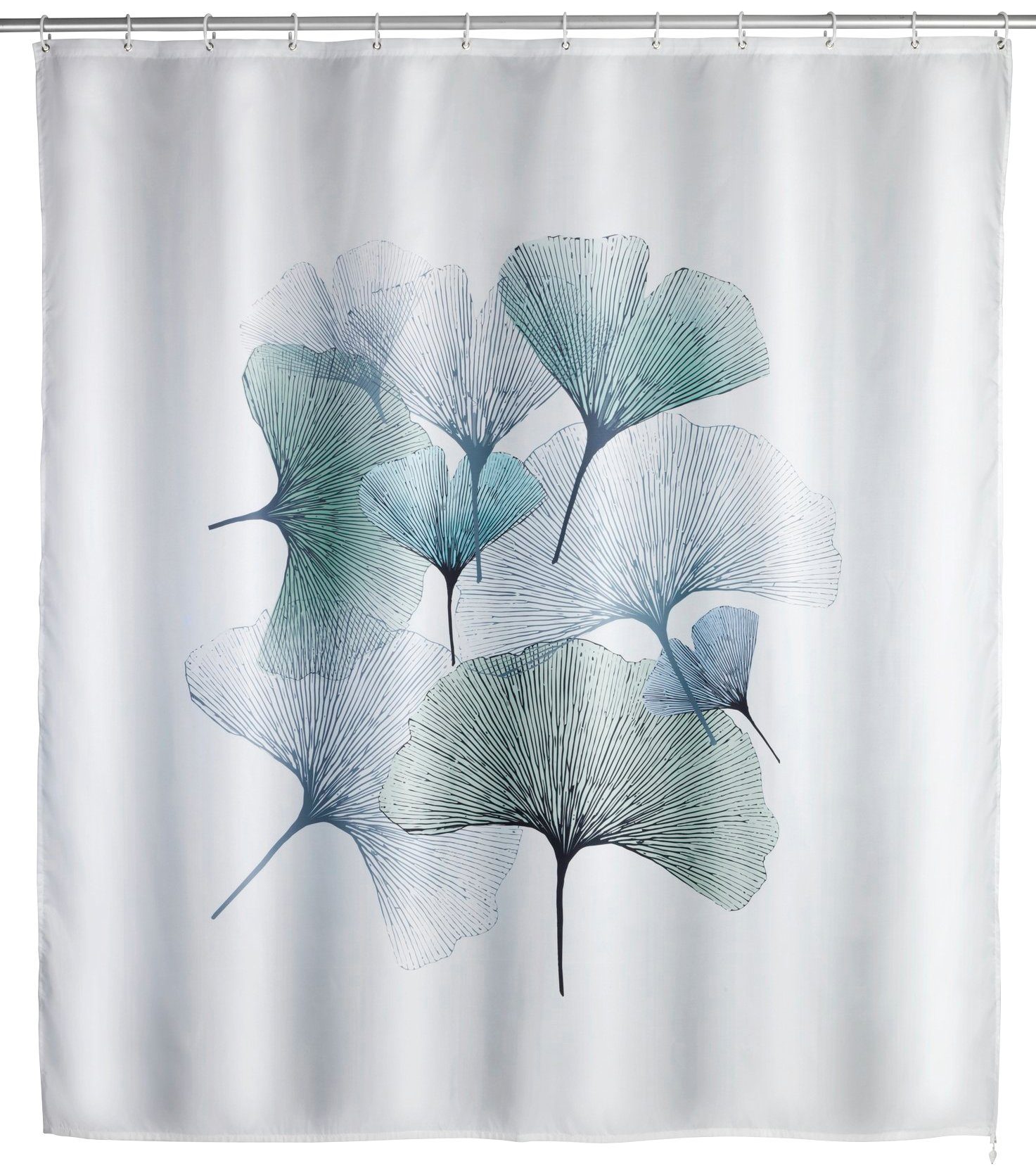 WENKO Douchegordijn Ginko Hoogte 200 cm, textiel (polyester) douchegordijnen wit