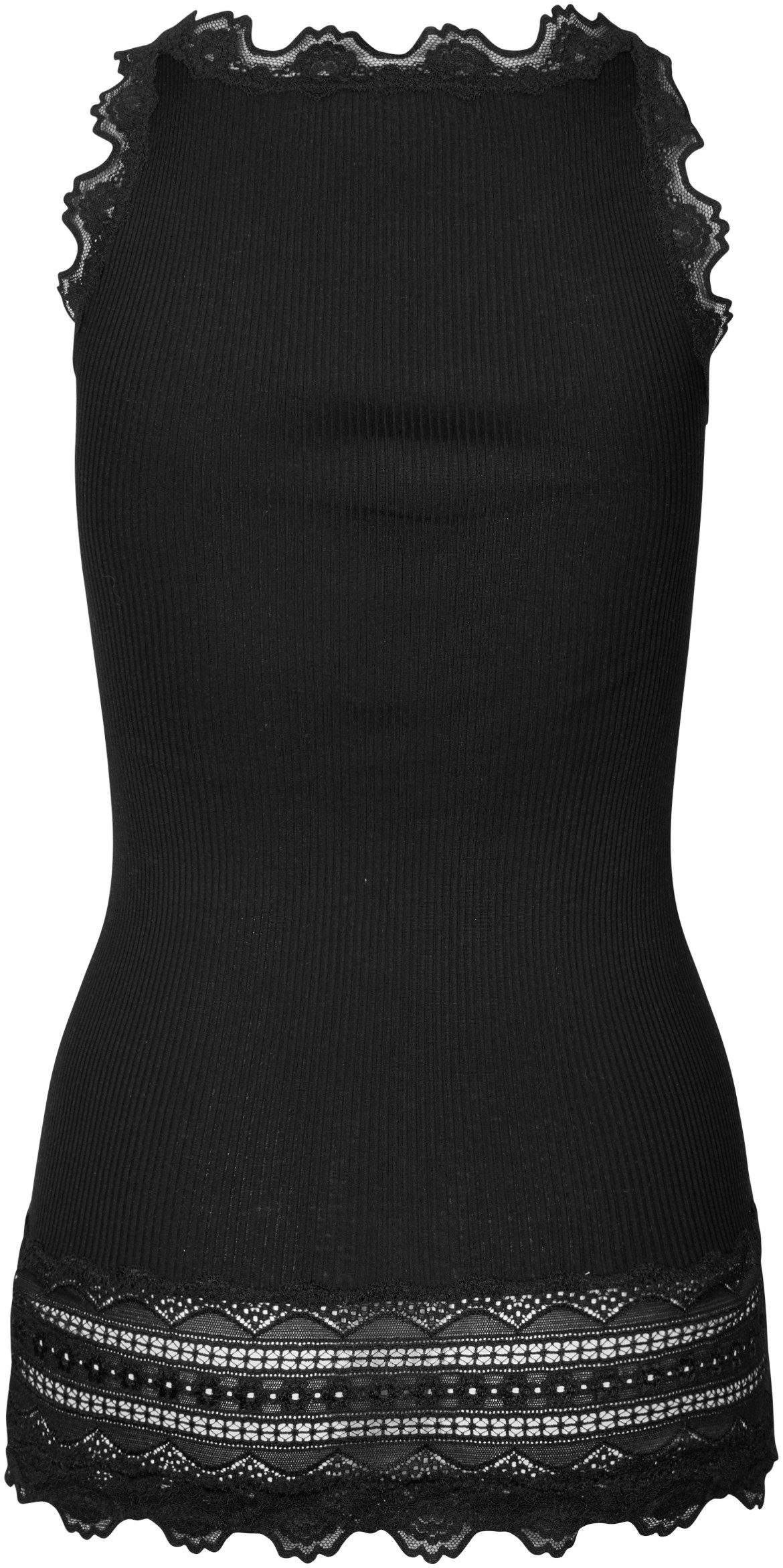 rosemunde Tanktop Benita Silk Top Camisole met vintage kant aan de halslijn, brede elastische kant aan de zoom