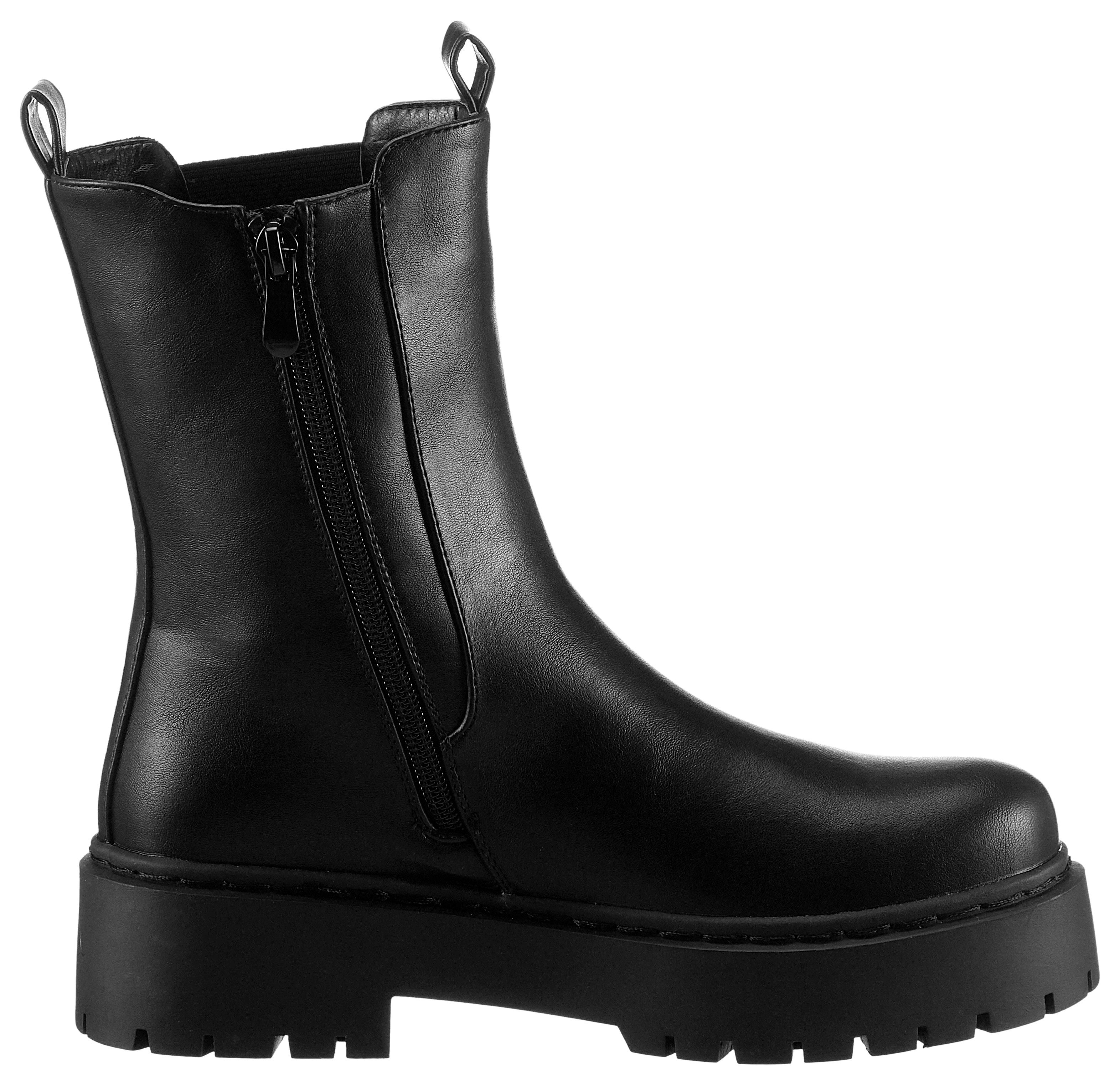 Aniston SHOES Chelsea-boots Instaplaarzen, plateau enkellaars, met glitterstenen - NIEUWE COLLECTIE