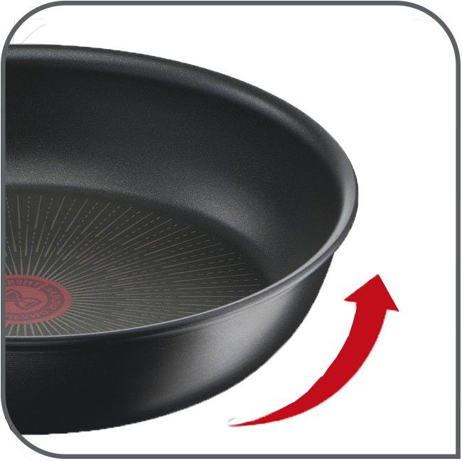 Tefal Pannenset Black stone Aluminium, Mineralia anti-aanbak, thermo-signaal, voor alle kookplaten, inductie (set, 2-delig)