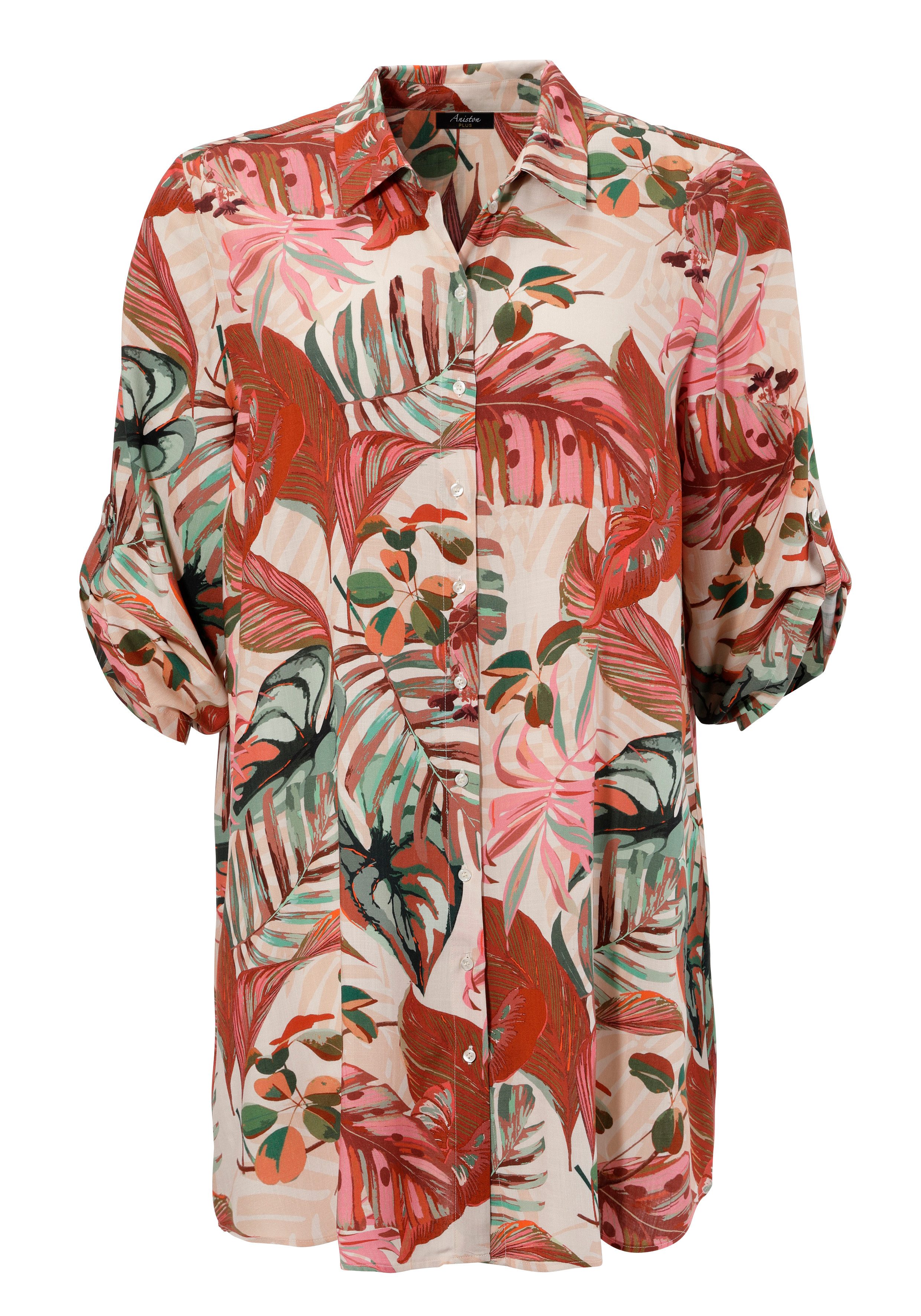 Aniston PLUS Overhemdblouse met grootformaat, kleurharmonieuze bladeren - nieuwe collectie