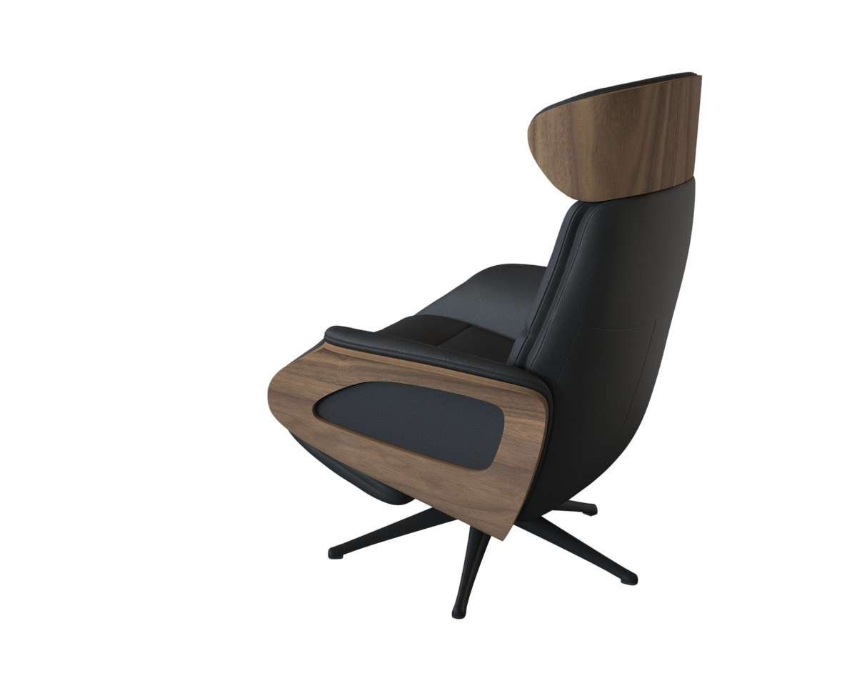 FLEXLUX Relaxfauteuil Clement praktische elektrische fauteuil Maat M, elektrische rug- en voetensteun, accu, armleuning Walnoot, zwarte poot