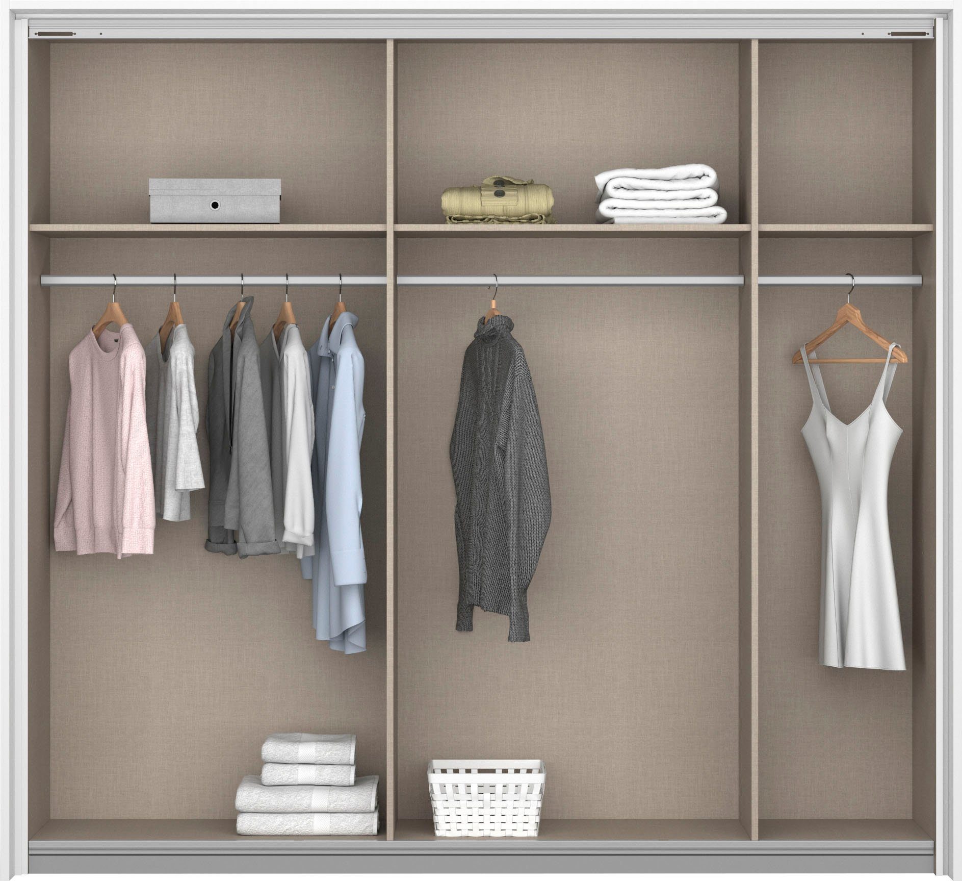 rauch Zweefdeurkast Quadra kledingkast BESTSELLER kast garderobe met mogelijkheid tot individuele frontuitvoering, lichtlopende deuren