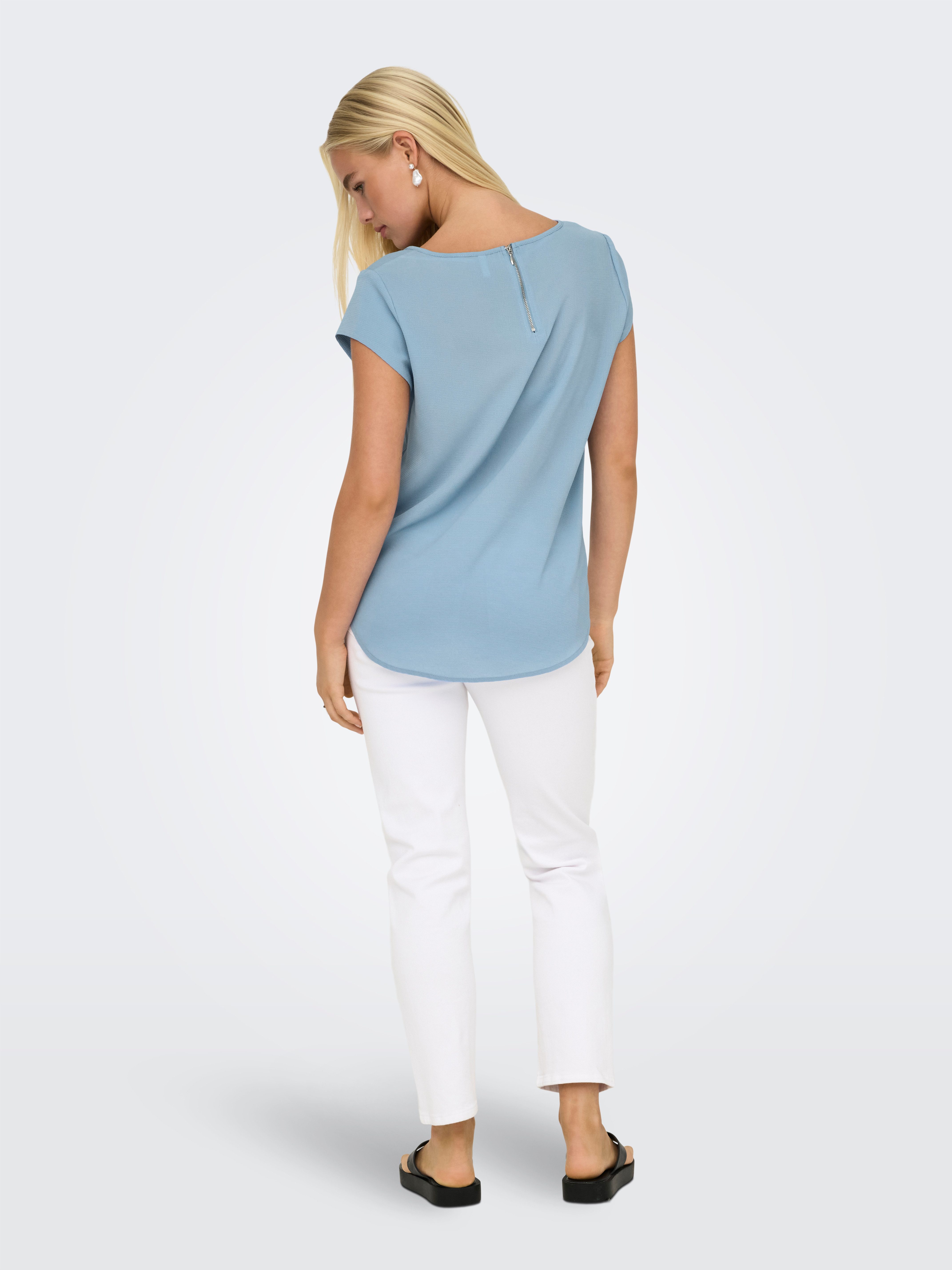 Only Blouse met korte mouwen ONLVIC S/S SOLID TOP NOOS PTM