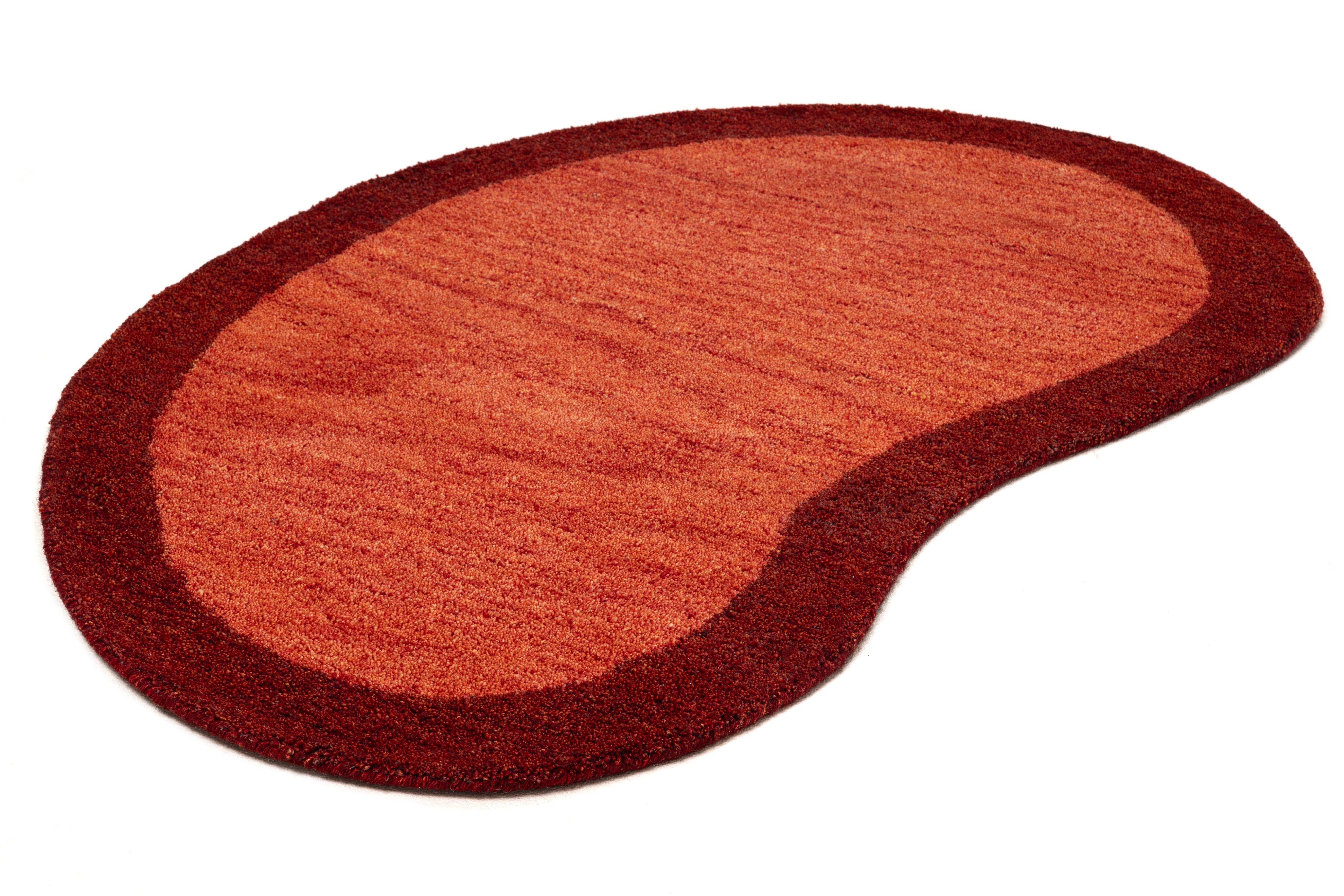 THEKO Wollen kleed Gabbeh super, Handgeweven vloerkleed, randdessin, zuivere wol, met de hand geweven