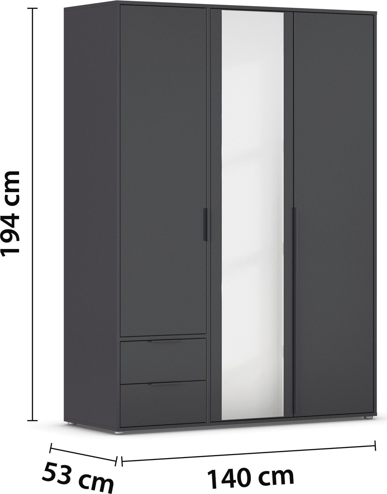 rauch Draaideurkast Kledingkast Kast Garderobe Wasmand NAGATA met Spiegel und schubladen sowie stangengriffen topseller made in germany