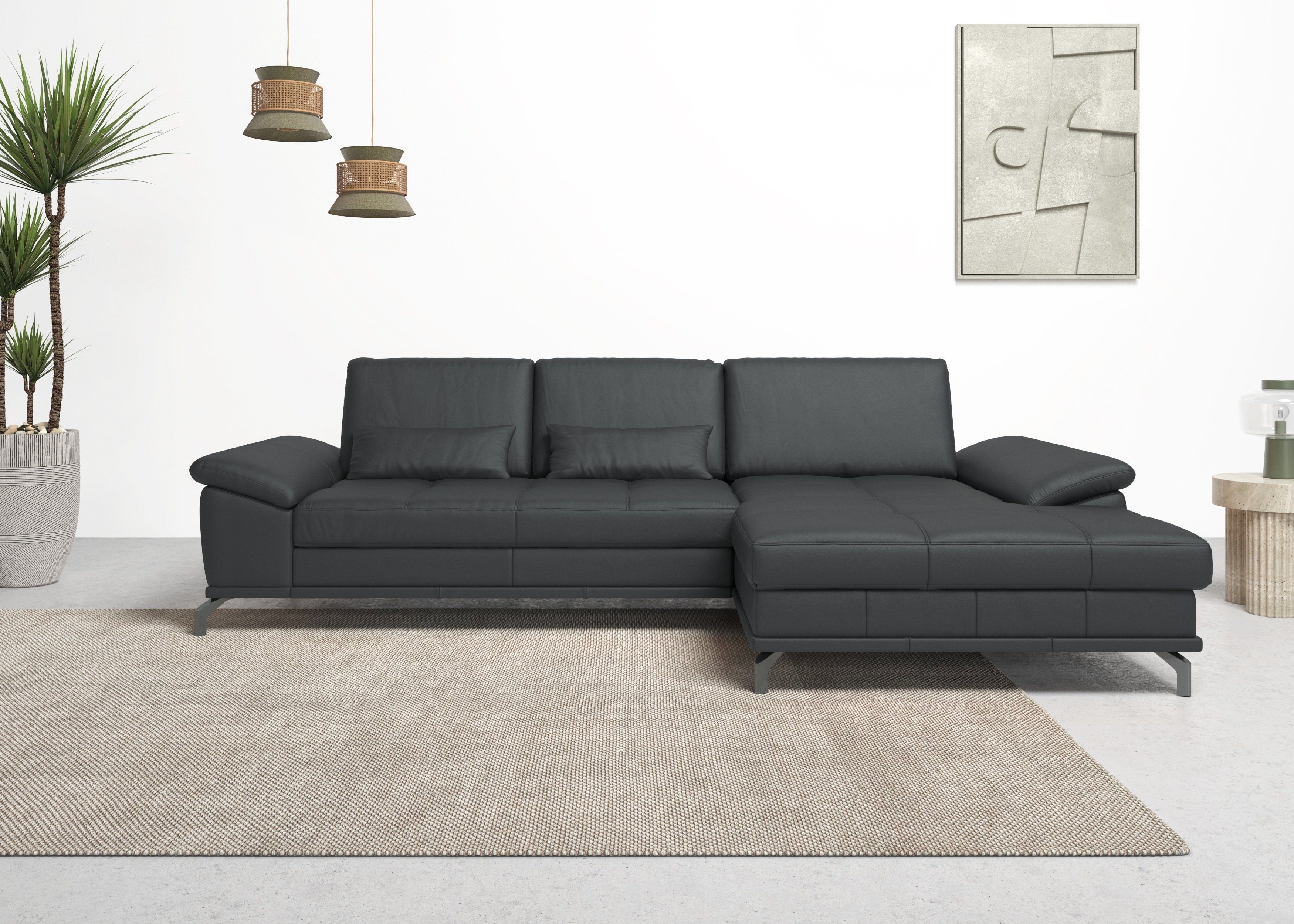 Places of Style Hoekbank Costello L-vorm, met zitdiepteverstelling, armleuningverstelling en