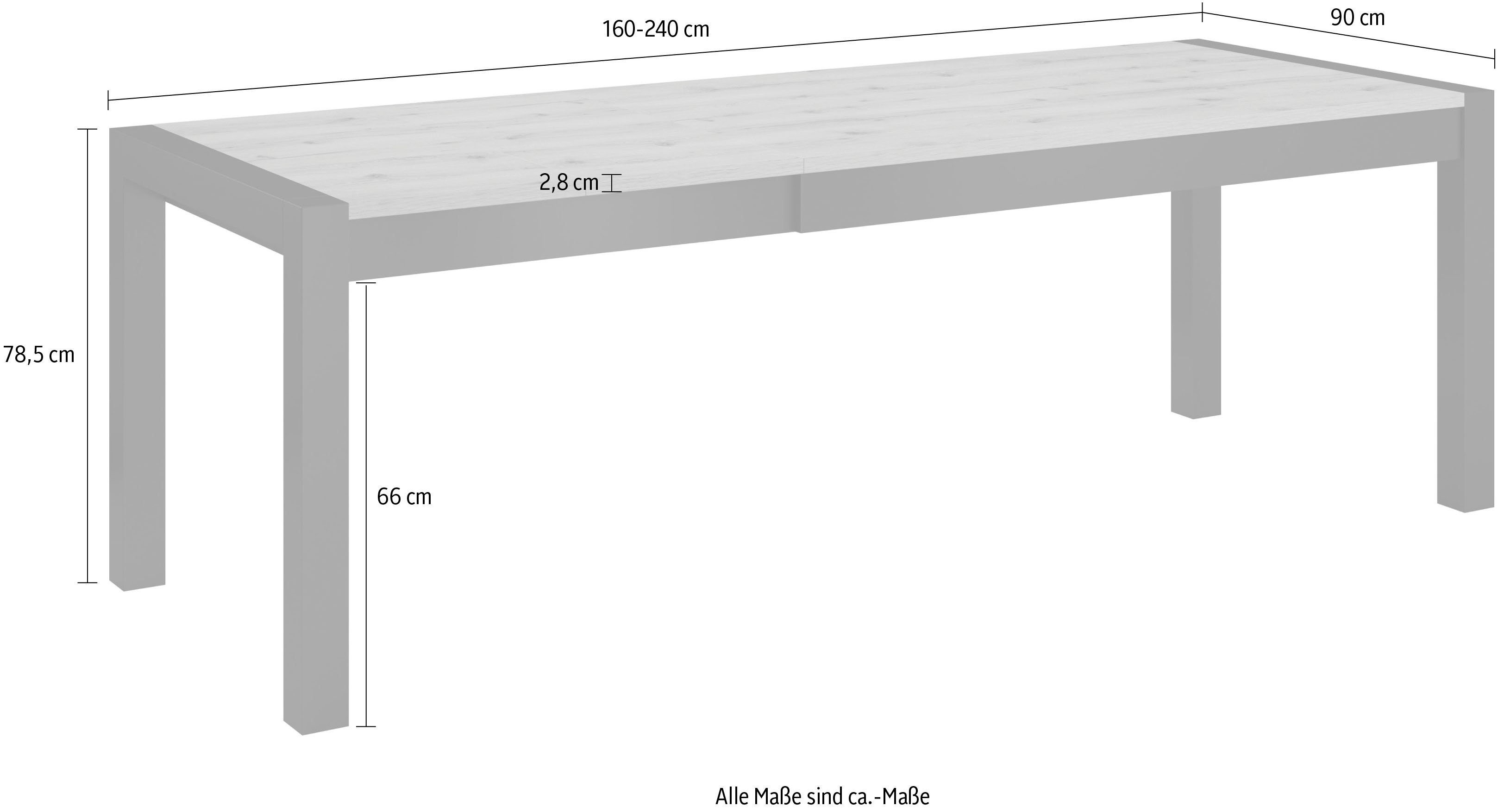 Home affaire Eettafel Aktiv (bxdxh): 160-240x90x78,5 cm, uitschuifbaar van 160 cm tot 240 cm