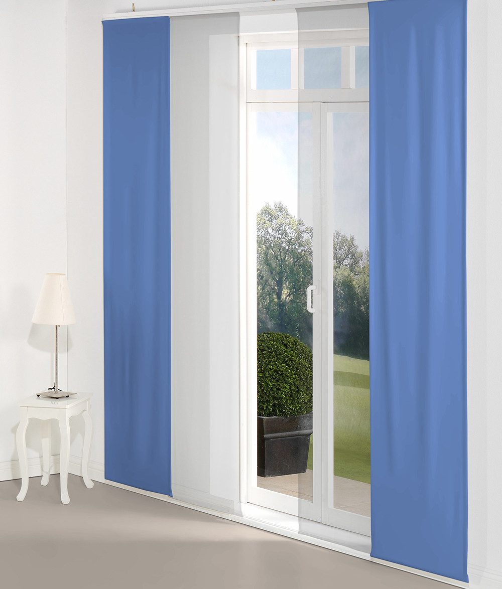 Wirth Paneelgordijn Dim uit incl. halterstang (1 stuk) paneelgordijnen maat 60 cm x 175 cm blauw