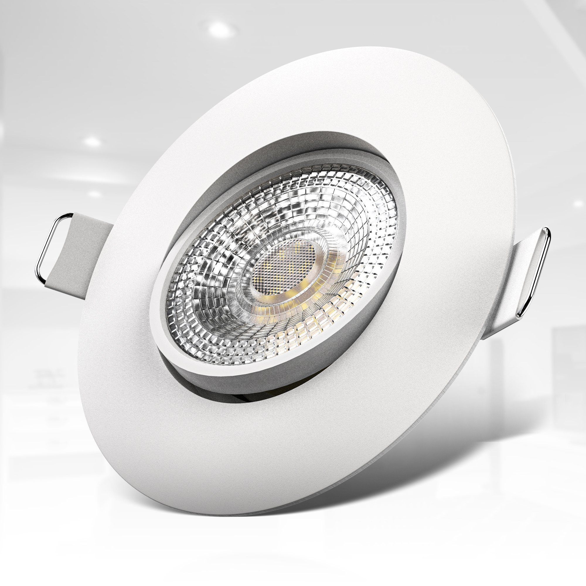 B.K.Licht Ledinbouwlamp 6-delige set inbouwspots, draaibare spots, platte plafondstralers