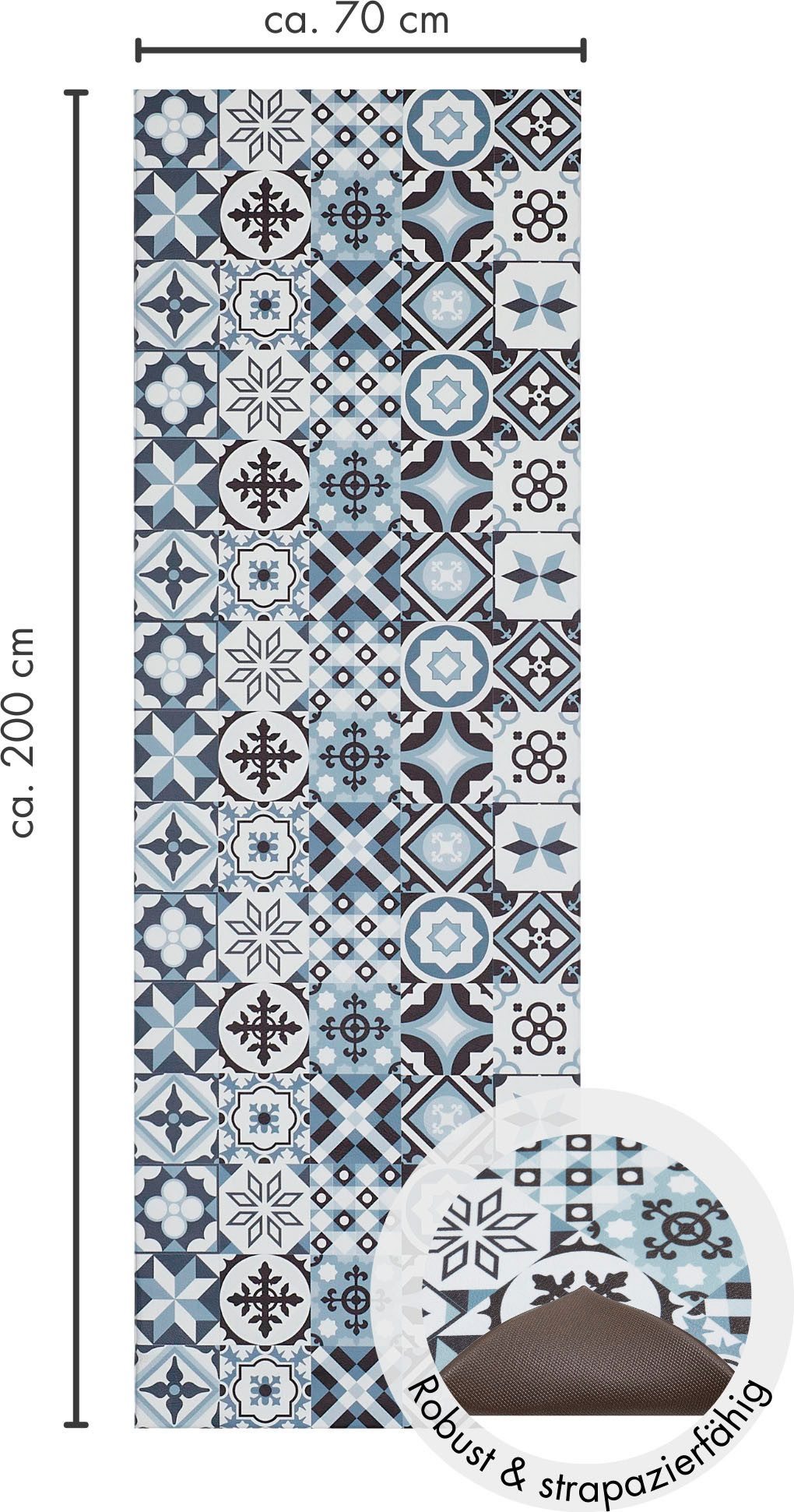 Andiamo Vinyl tapijt Marrakesch afwasbaar, antislip, tegel- of betonlook, ook als loper (1 stuk)