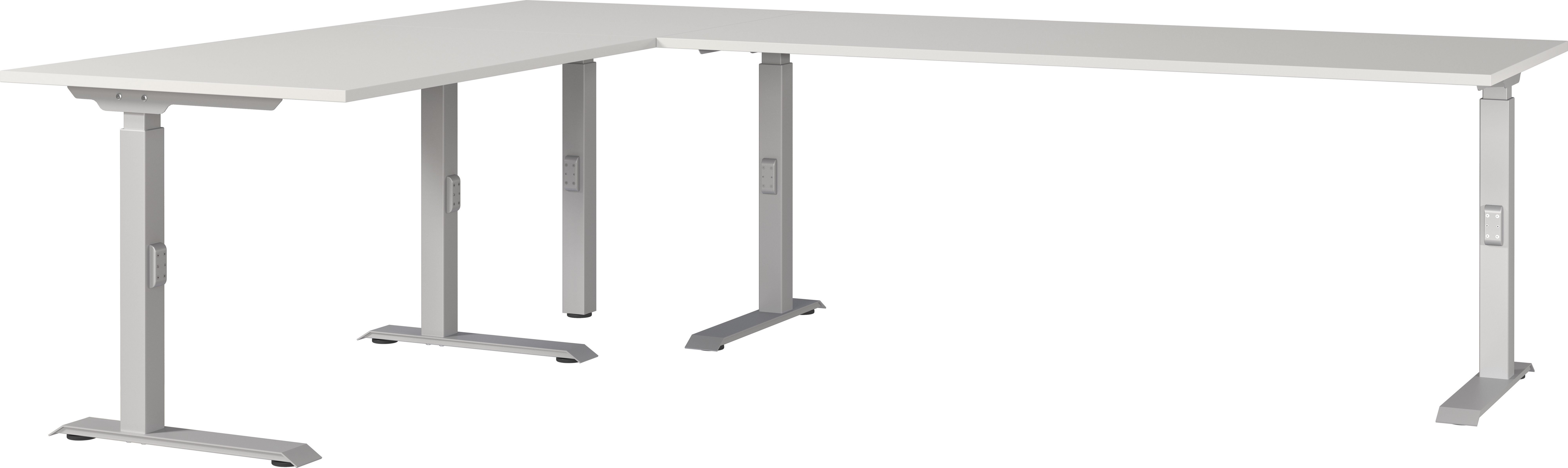 GERMANIA Hoekbureau GW-Agenda hoogte verstelbaar, beschikbaar in verschillende maten hoekbureaus maat 260 cm x 68 cm x 200 cm grijs