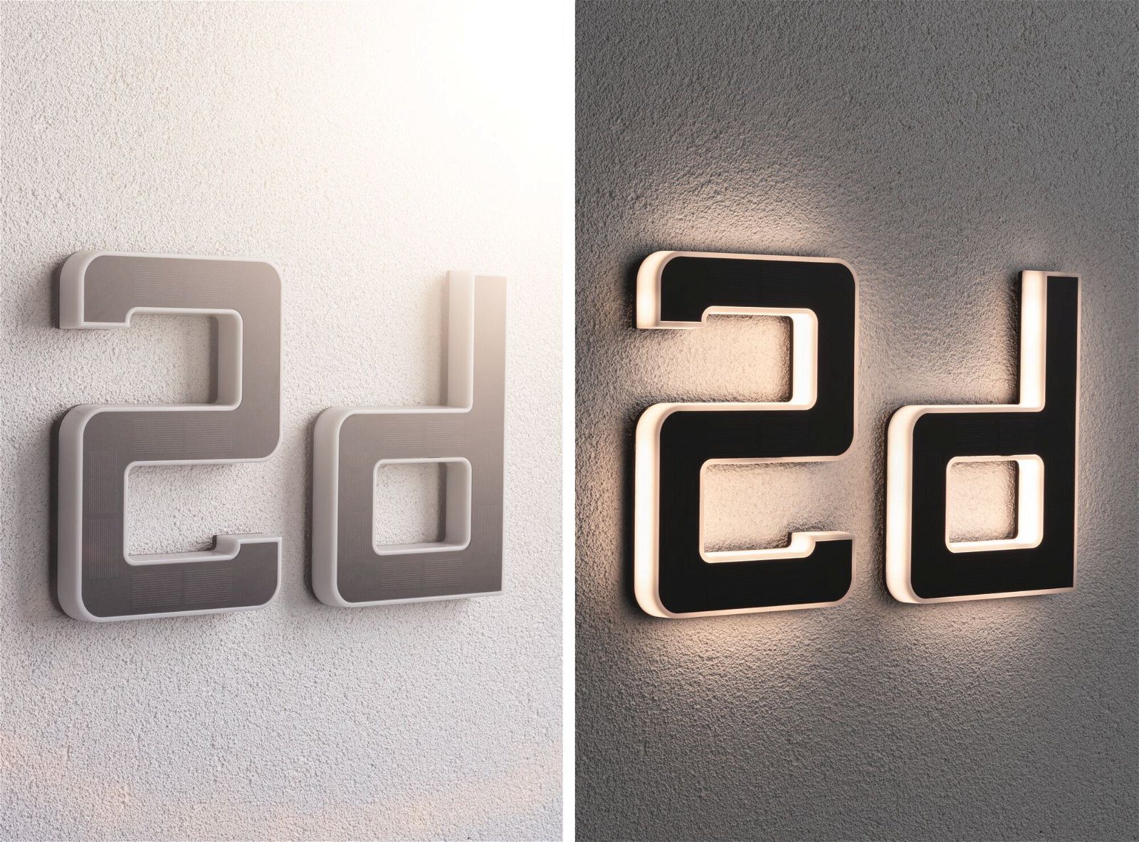 Paulmann Led-wandlamp voor buiten Solar Huisnummer LED-module, huisnummers, letters kiesbaar, accu verwisselbaar (1 stuk)