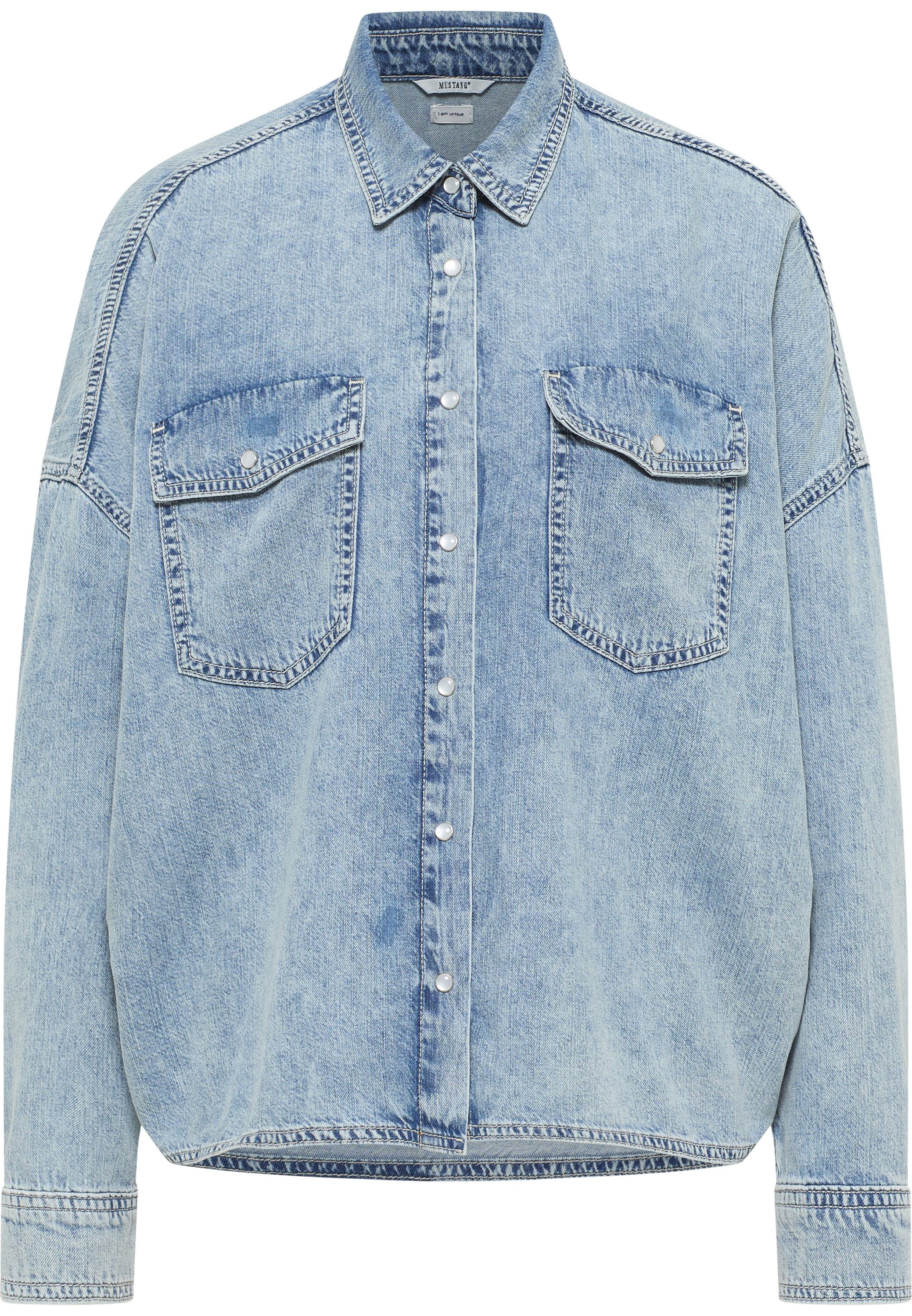 MUSTANG Blouse met lange mouwen Damesstijl Ruby Pockets dames lange blouses maat 44 blauw