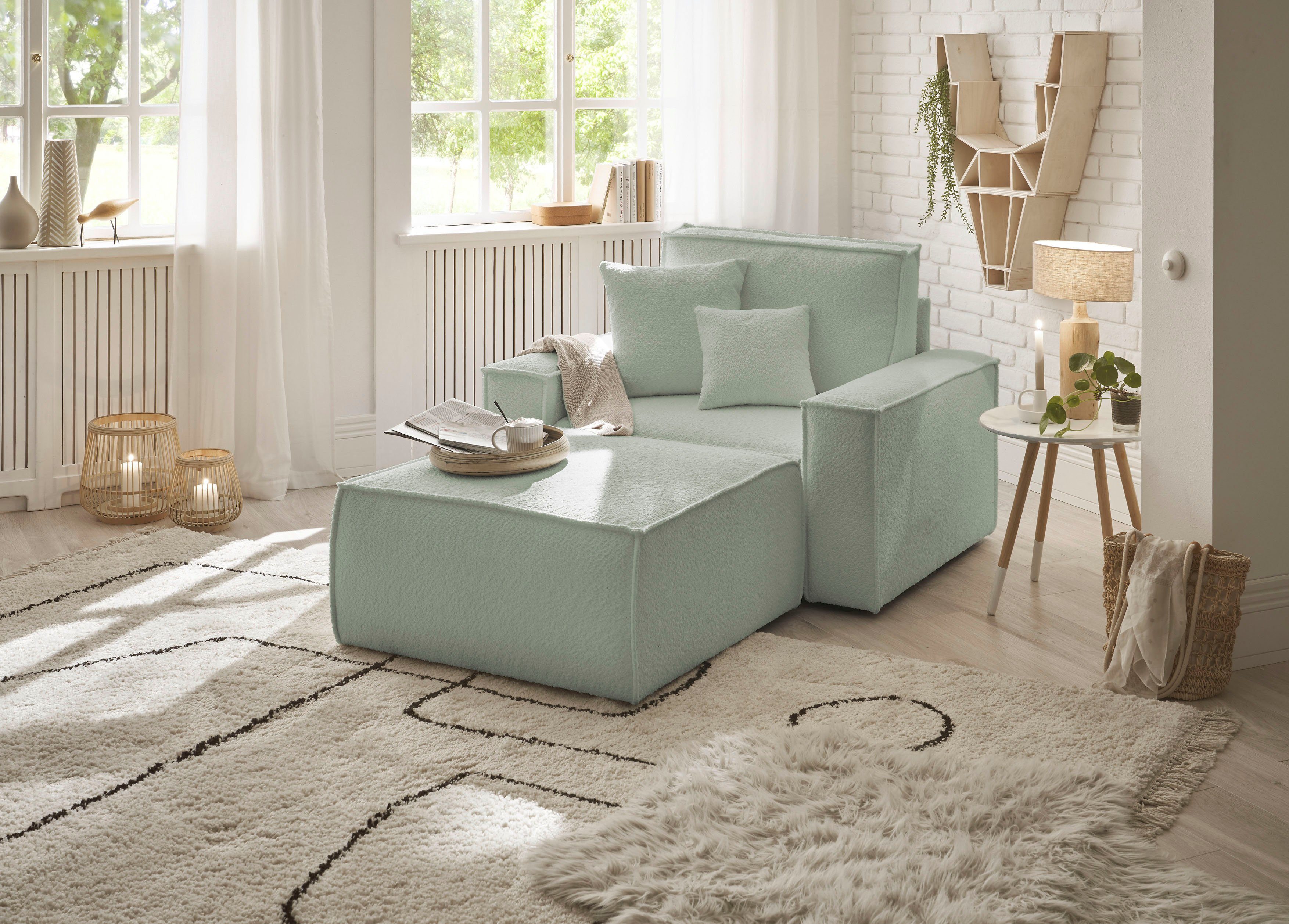 andas Loveseat Finnley Loveseat en hocker als set, passend bij de bekleding-serie Finnley (2-delig)