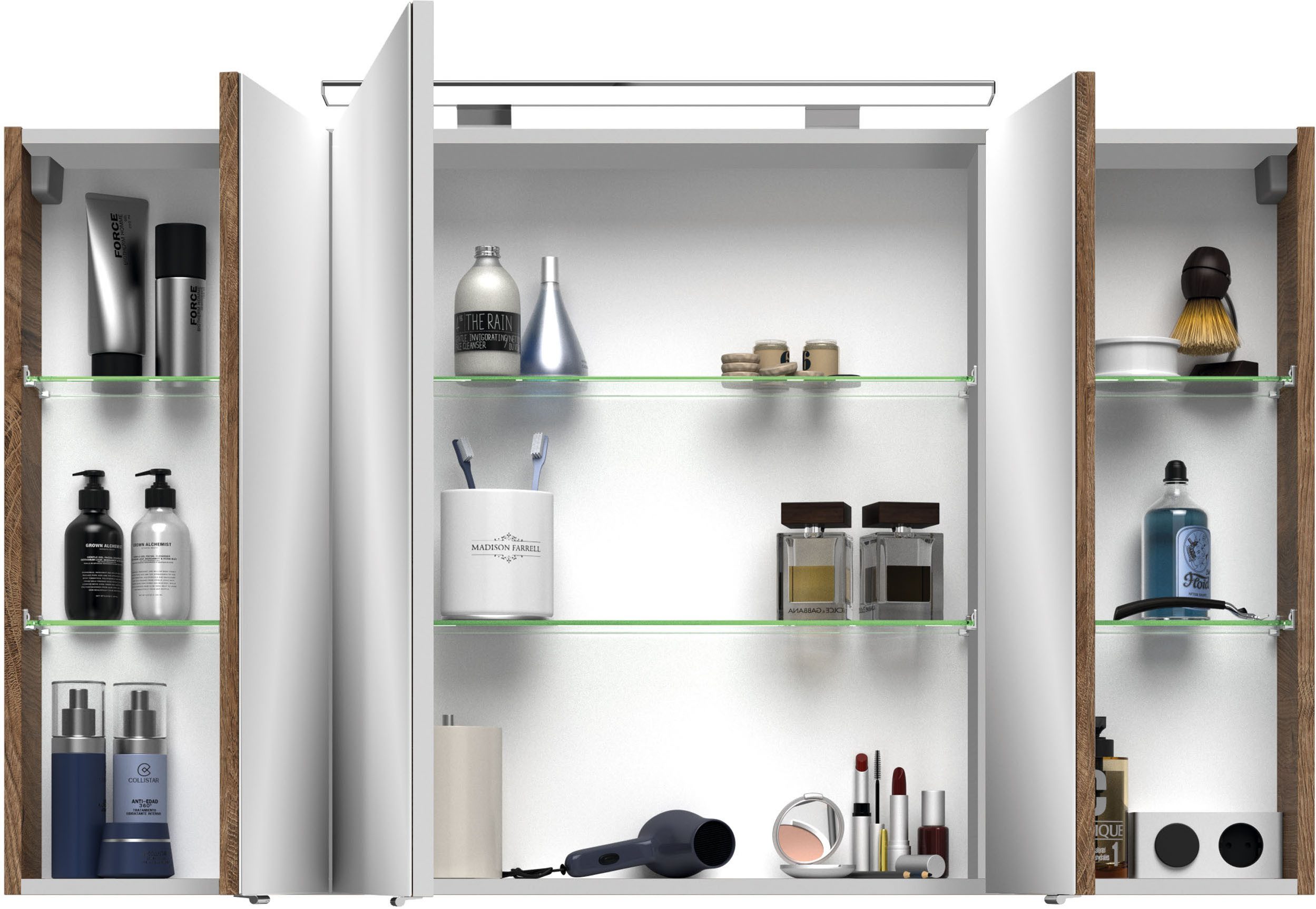 Saphir Badmeubelset Serie 4010 5-delig keramische wastafel met LED-spiegelkast Bad set met onderkast, hangkast, middelkast, incl. deurdemper (set)