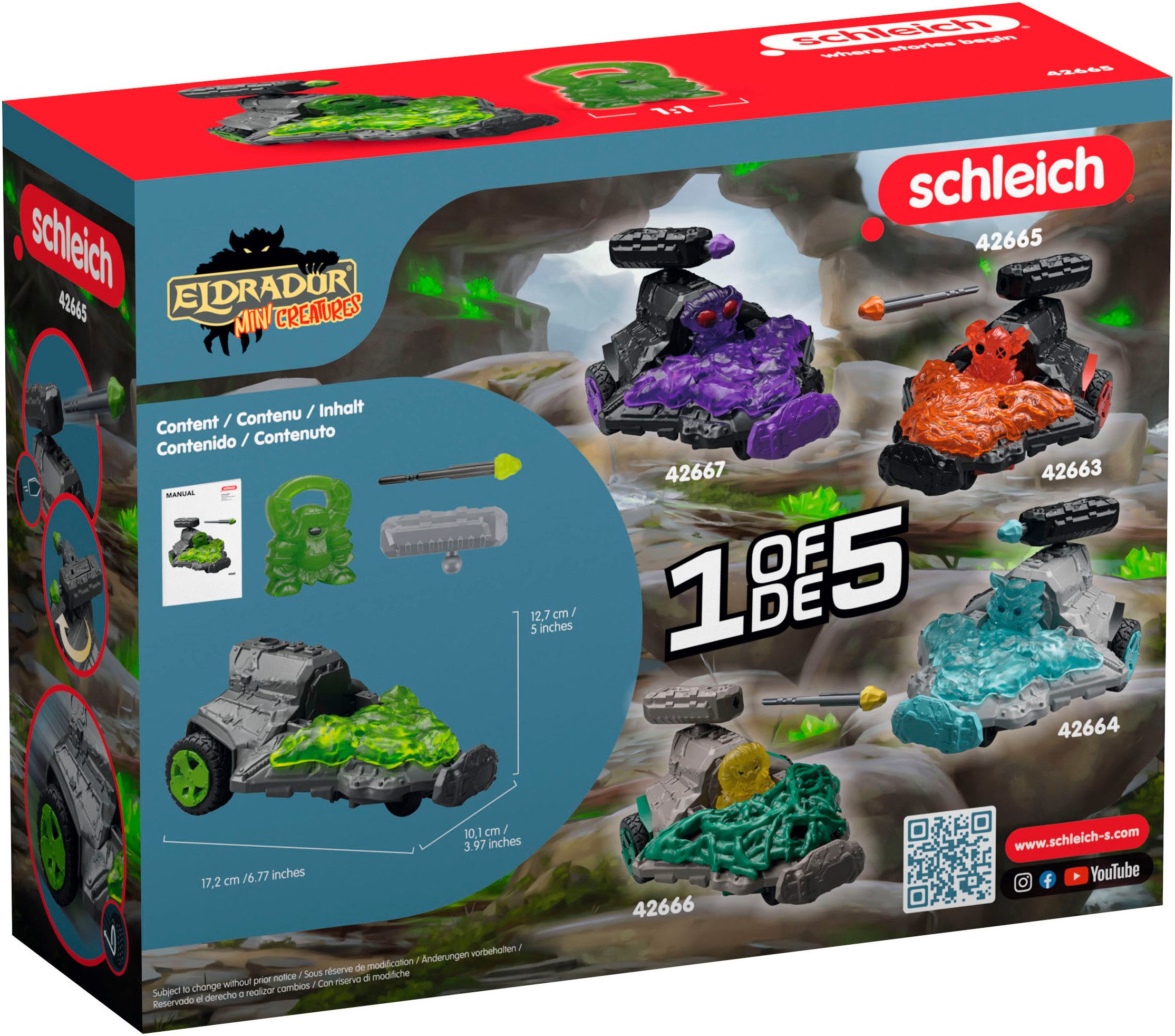Schleich® Speelgoedauto ELDRADOR® CREATURES, steen straalmotor voertuig met mini creature (42665)