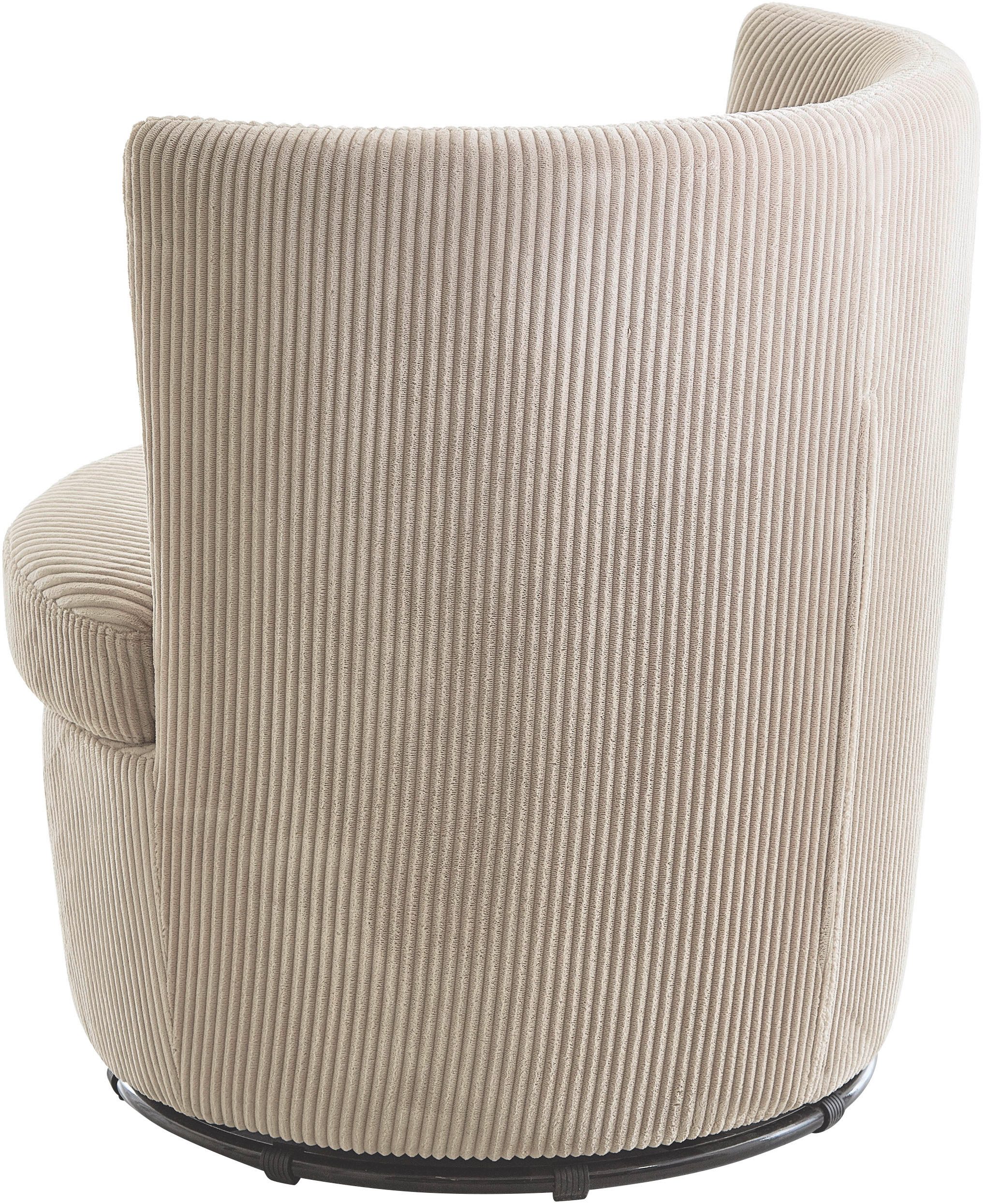 ATLANTIC home collection Draaibare fauteuil KENO 360-graden draaibare cord fauteuil, incl. een sierkussen in originele stof