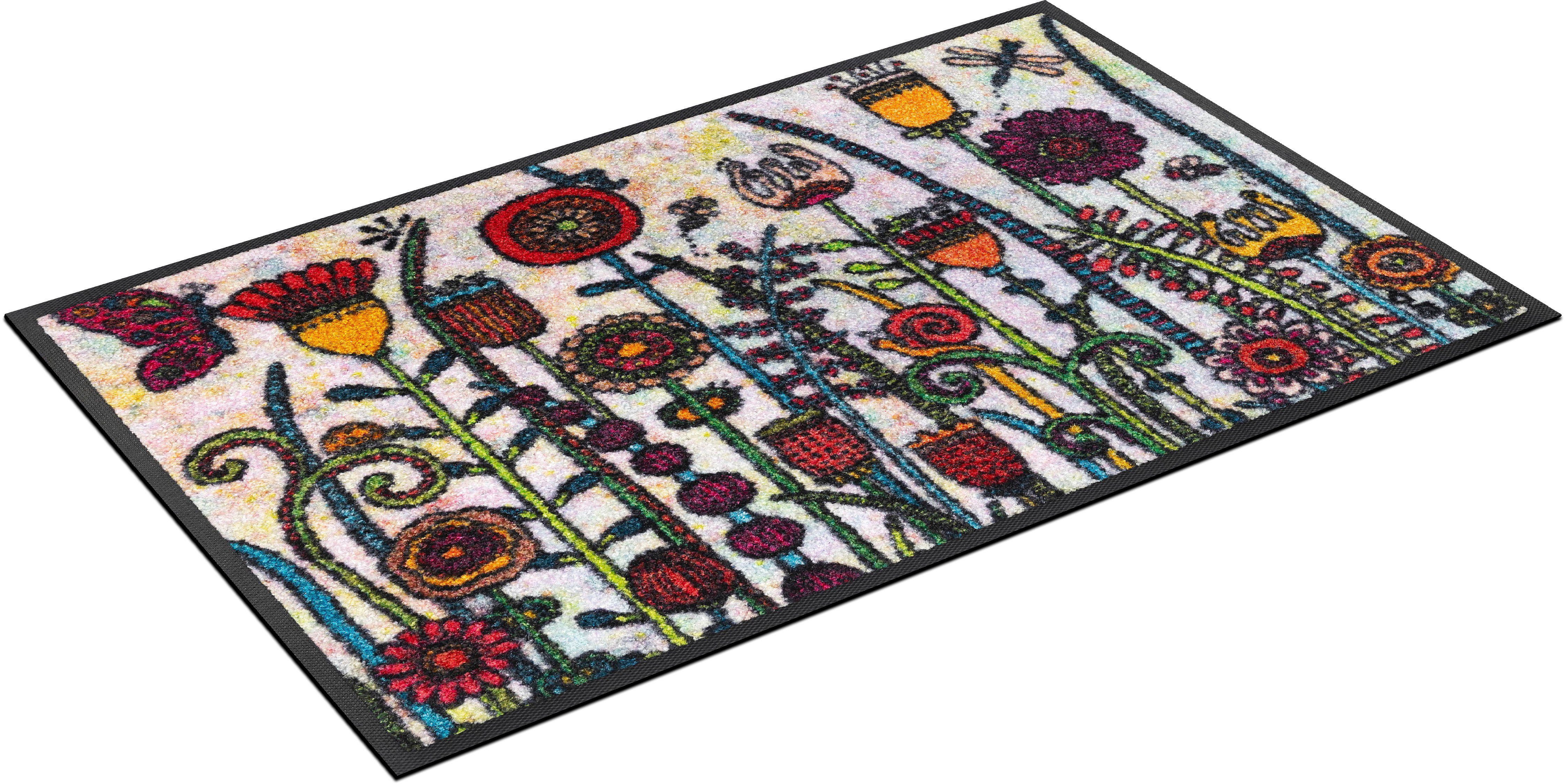 wash+dry by Kleen-Tex Mat Dag zon Inloopmat, motief bloemen, antislip, wasbaar deurmatten multicolor