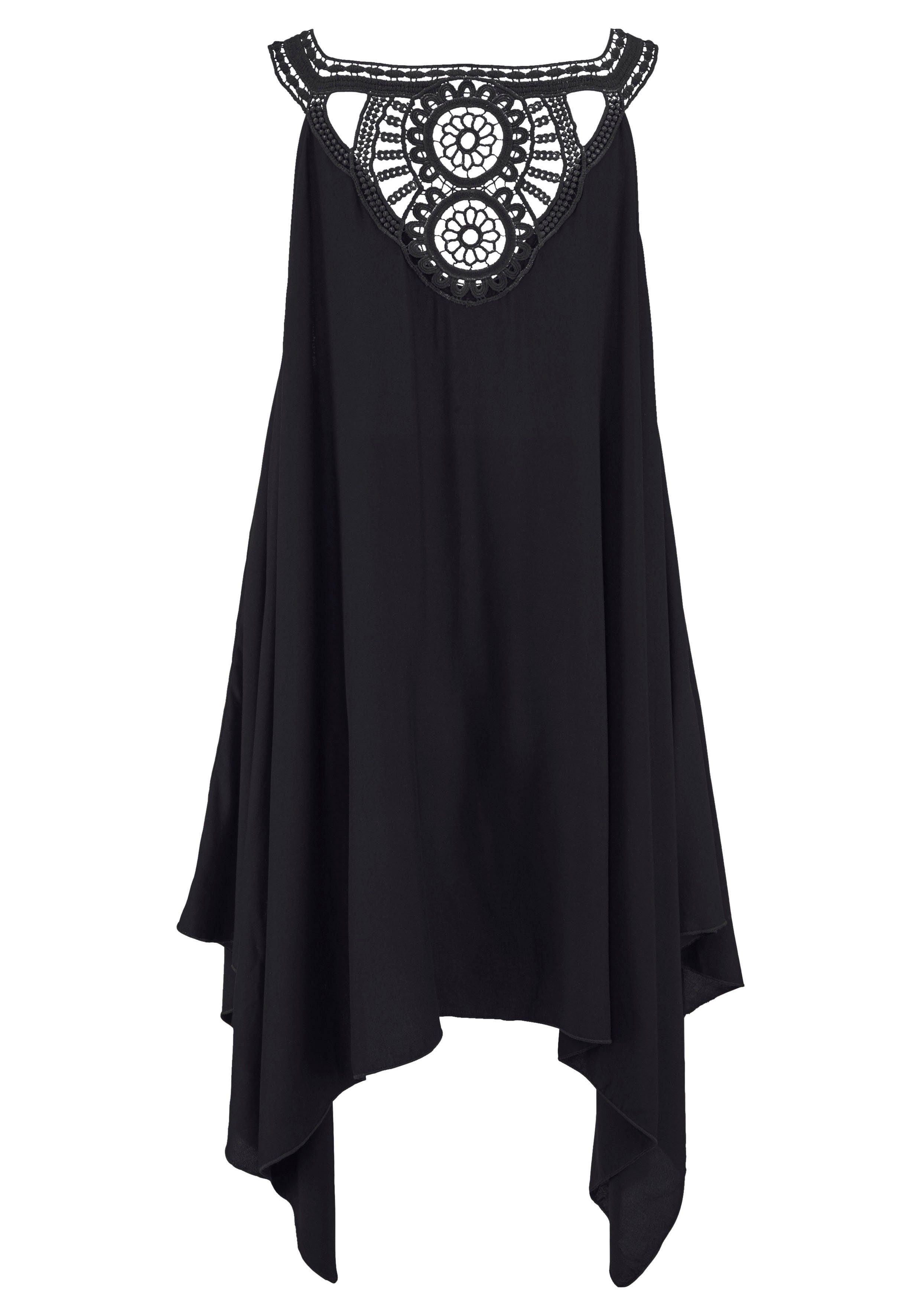 Lascana Strandjurk met kant op de rug, longshirt in ruime vorm, zomerjurk
