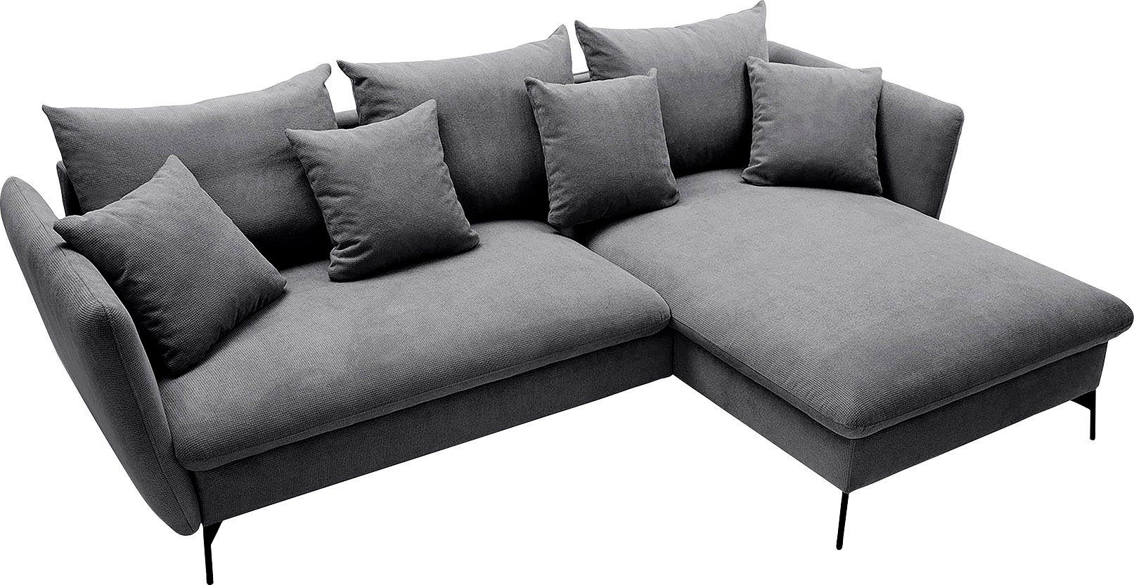 andas Hoekbank LIVORNO,258 cm, L-model, Slaapfunctie en bedlade (139/224 cm), fluweel, structuur, geweven stof