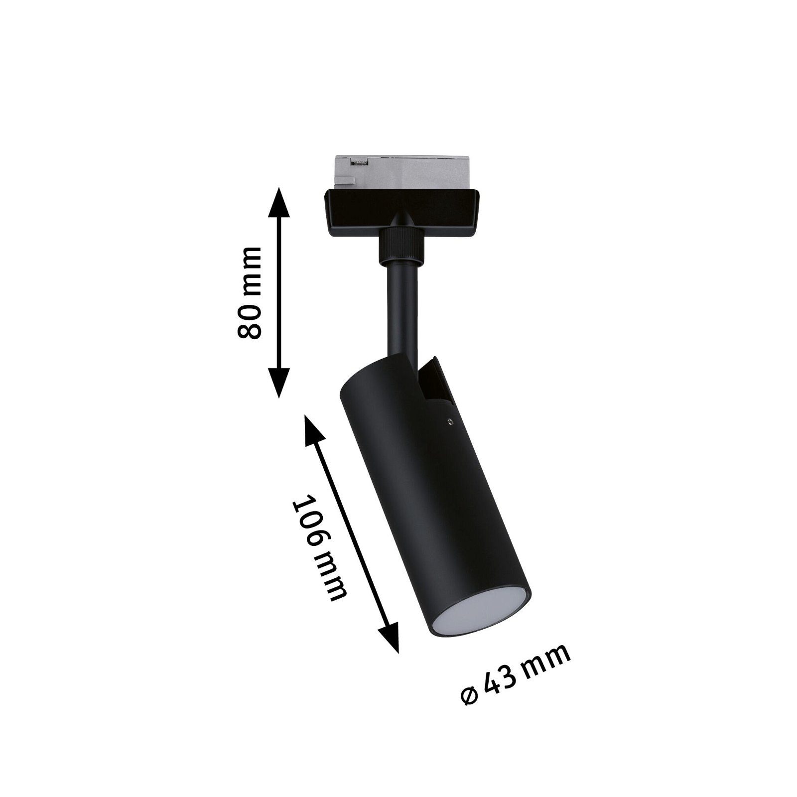 Paulmann Railsysteem-lampen URail rail spot Tubo Enkelspot 166lm 4,5W 3000K 230V Zwart mat (1-delig)