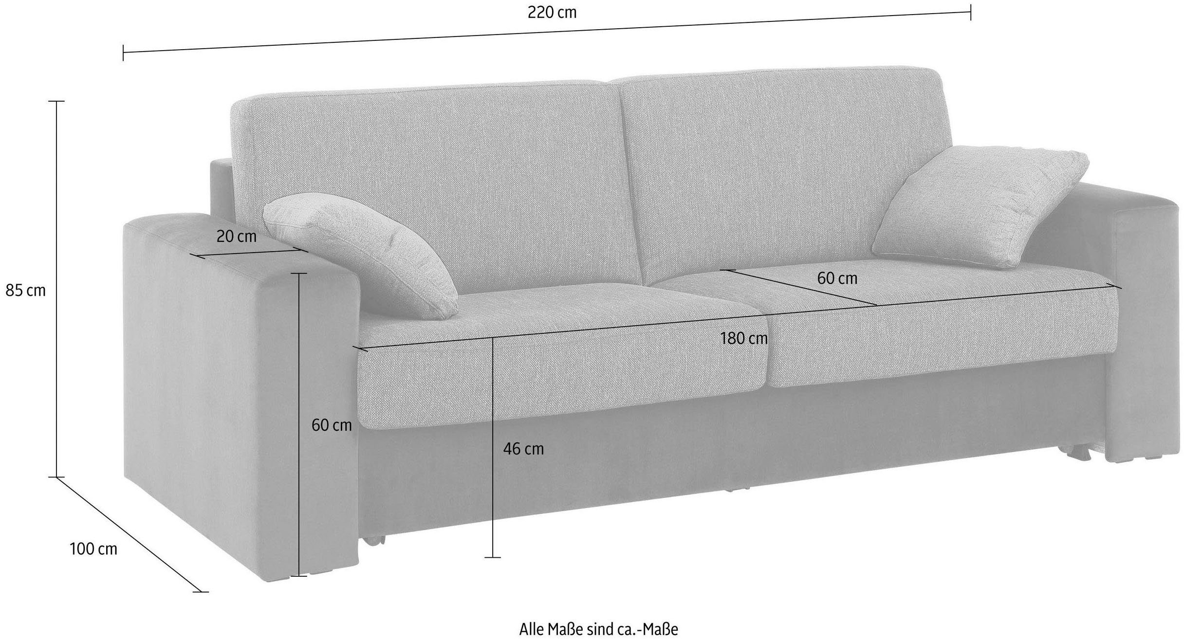 Home affaire Slaapbank Roma matras hoogte 14 cm Bedfunctie, met vering, lattenbodem, matras