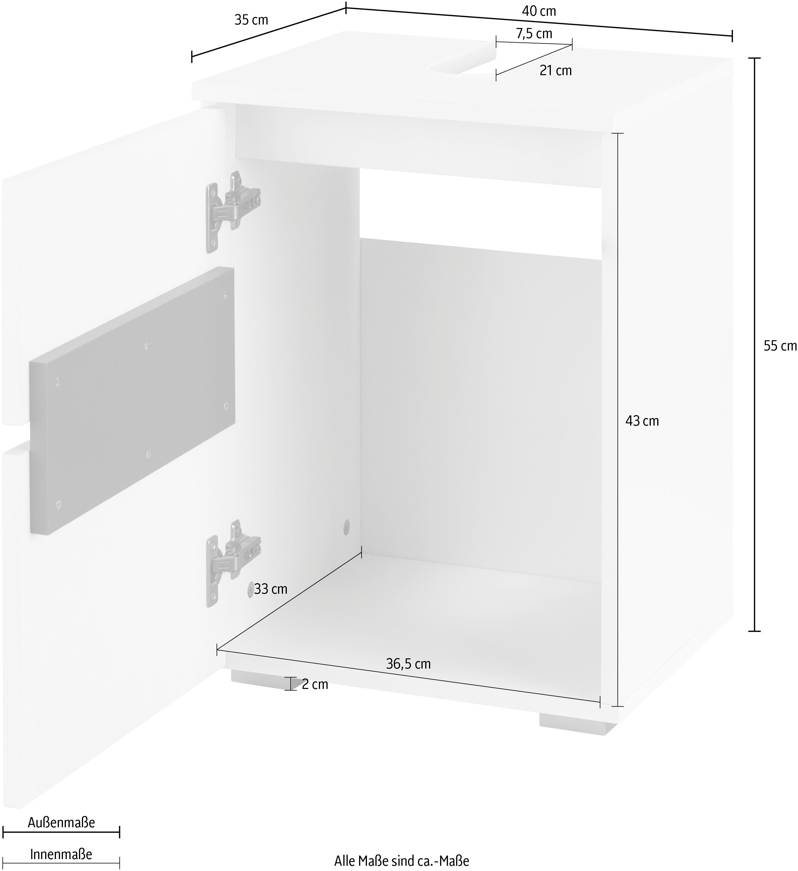 Home affaire Wastafelonderkast Wisla Siphonaansluiting, breedte 40 cm, hoogte 55 cm