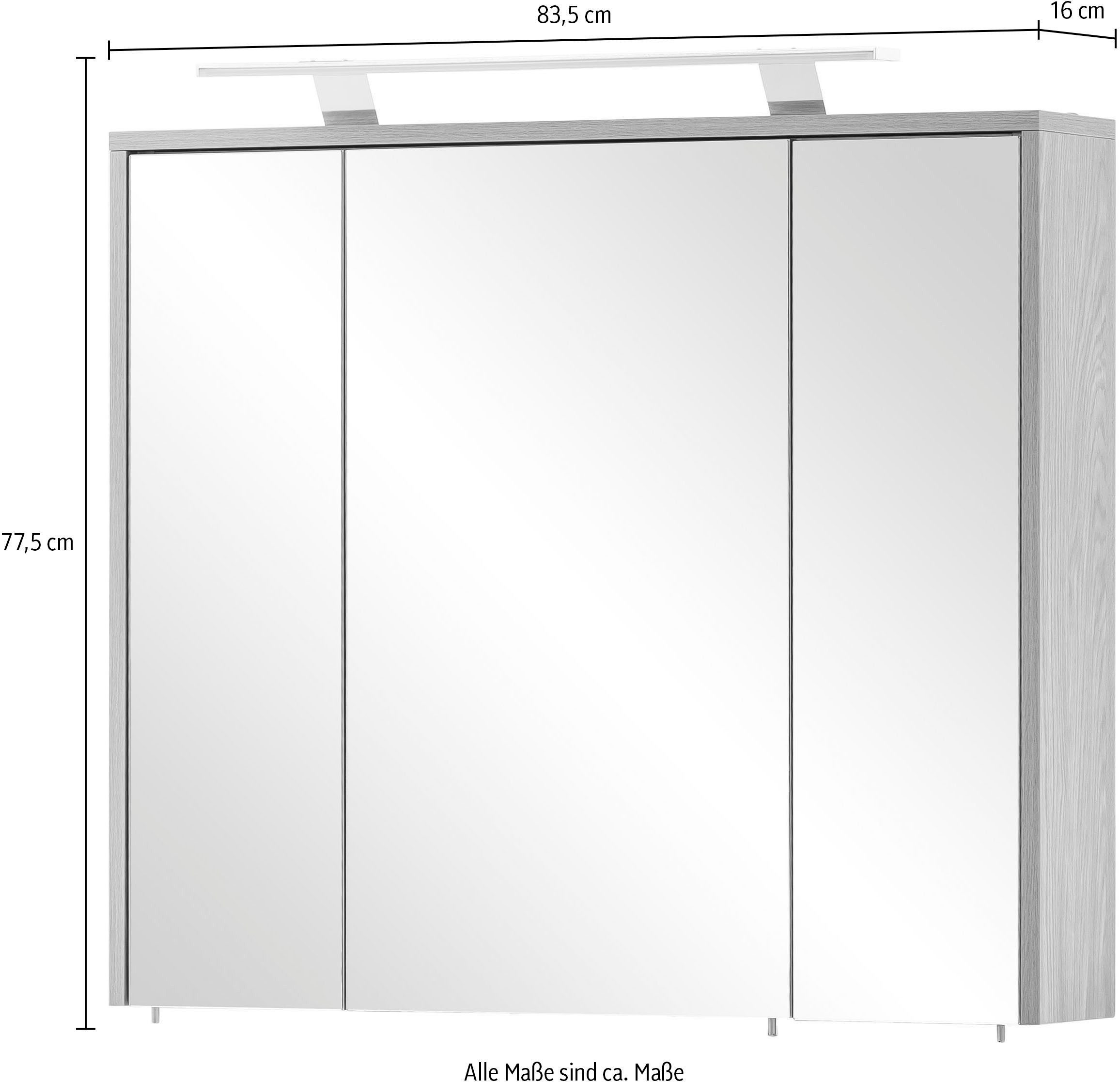 Schildmeyer Spiegelkast Mali, breedte 83 cm Met LED-lamp en schakel-/stopcontact eenheid