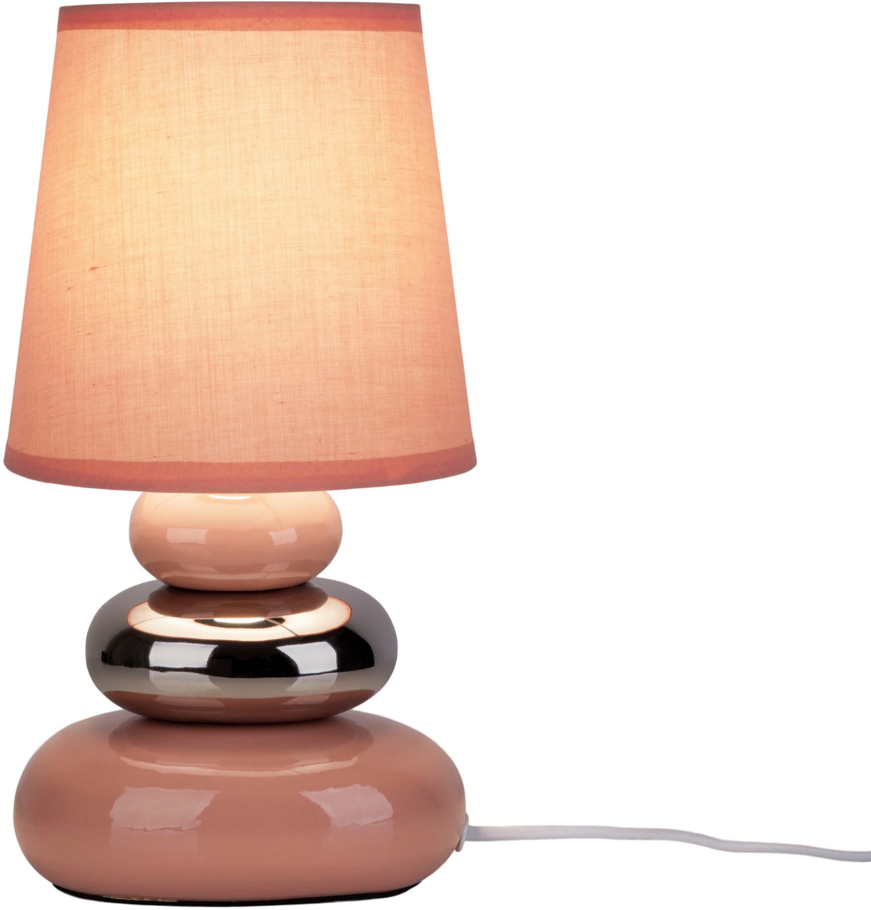 näve Tafellamp Stoney met keramieken voet en textielen kap, 1xe14/max.40 w (1 stuk)