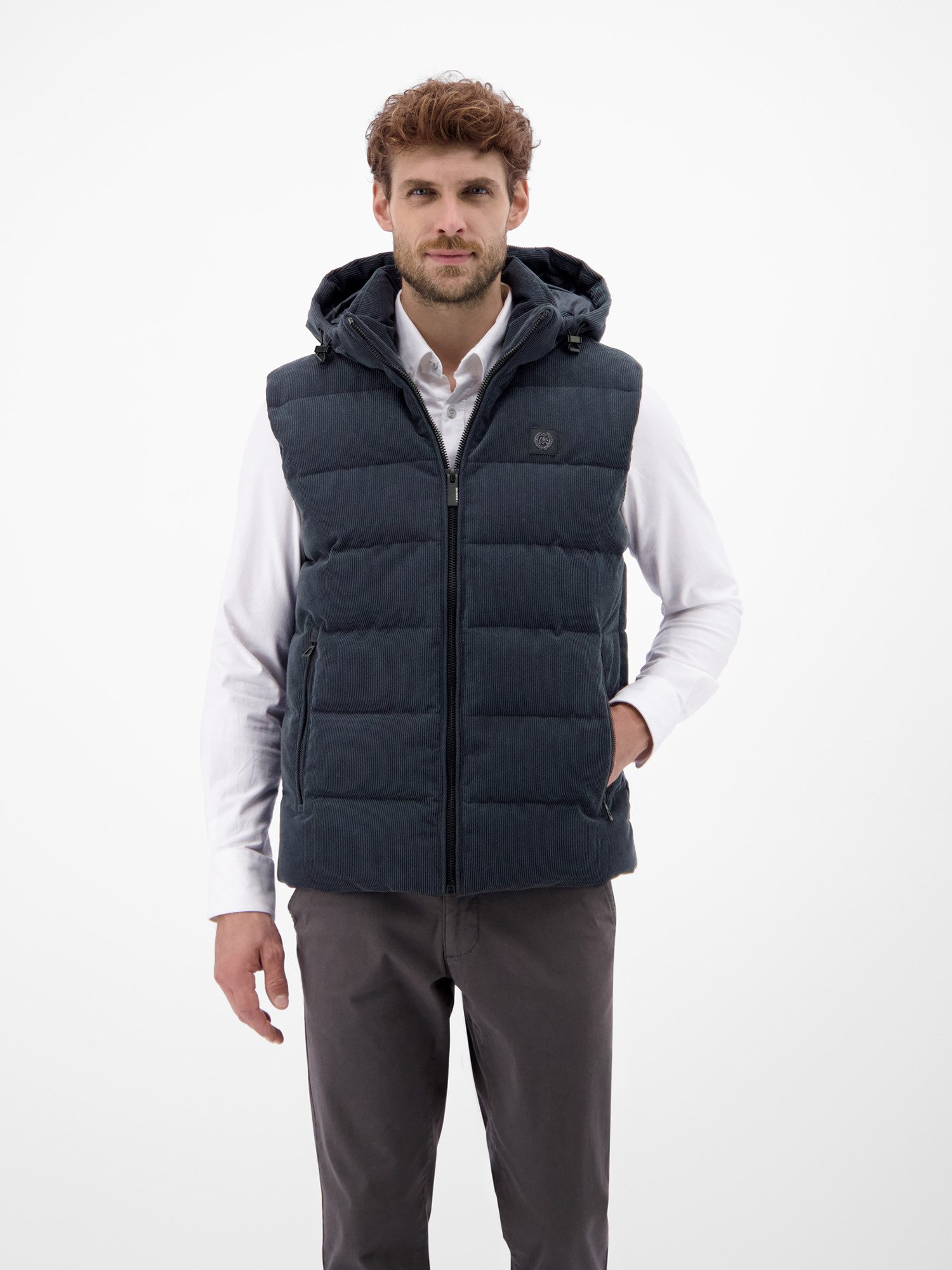 Lerros Bodywarmer LERROS Heren gewatteerde bodywarmer in functionele corduroy-look