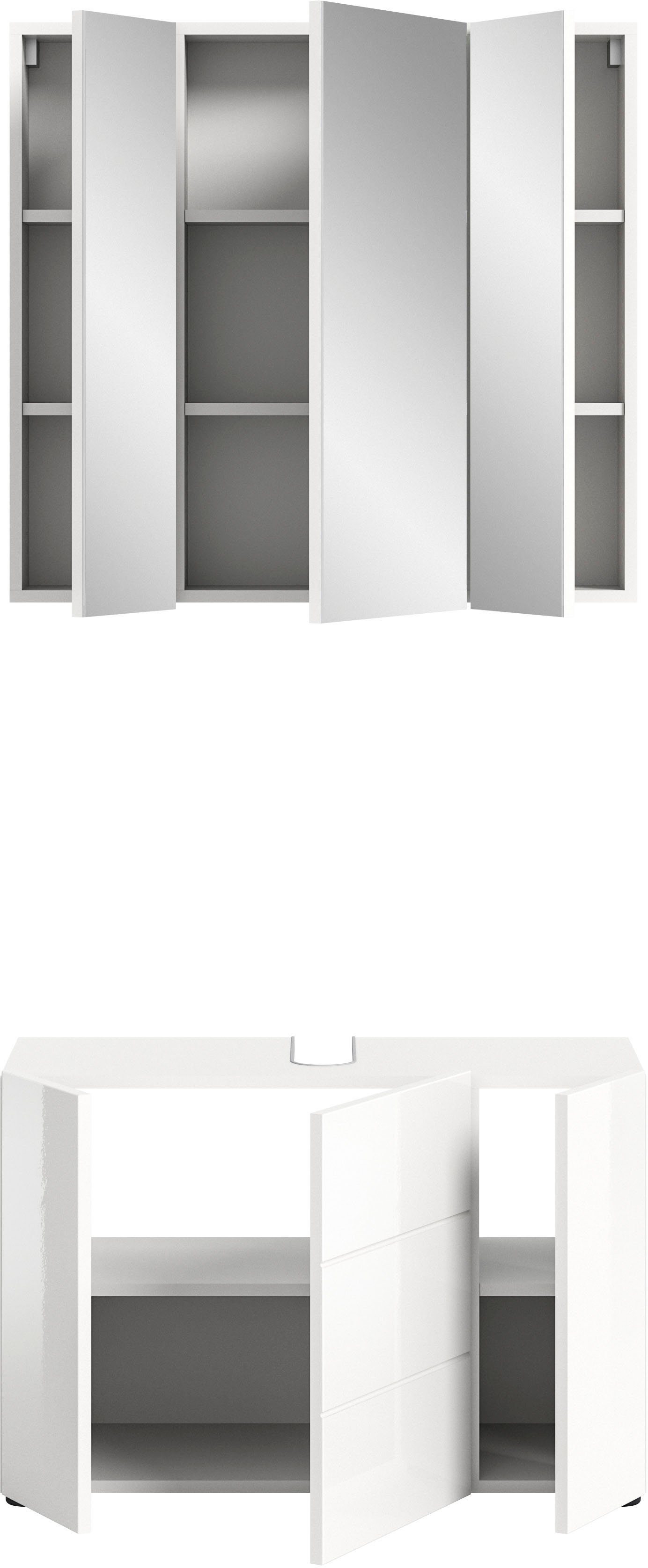 welltime Badmeubelset BIEL, TOPSELLER!, 2-delig, hoogwaardige MDF front, groeflook (2 stuks)