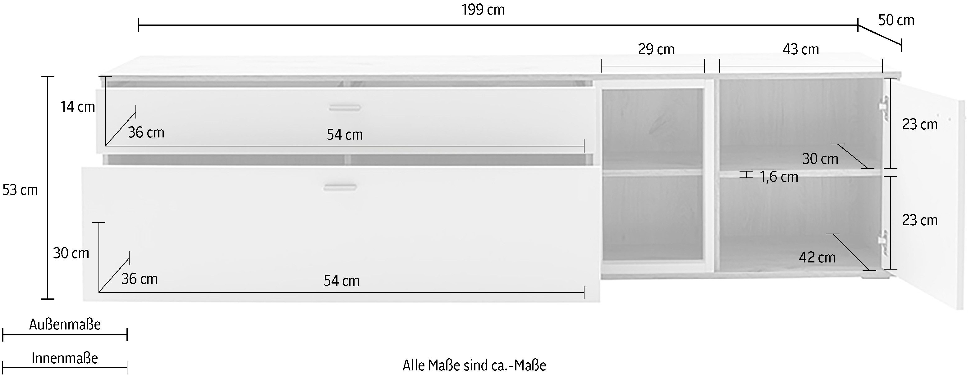 MCA furniture Tv-meubel SANTERNO met 1 deur, 2 lades, open vakken, tv tot 80 inch