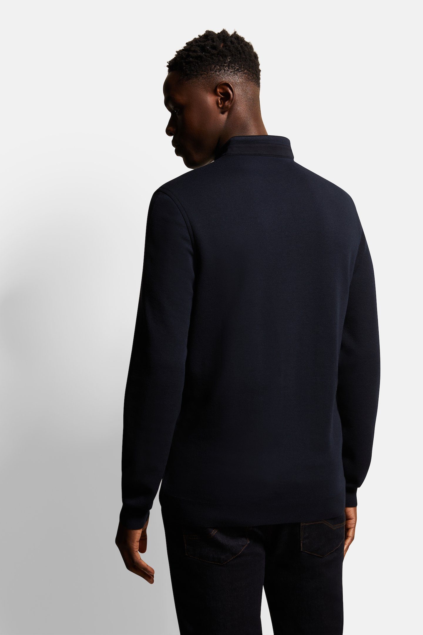 Bugatti Poloshirt met lange mouwen met opstaande kraag