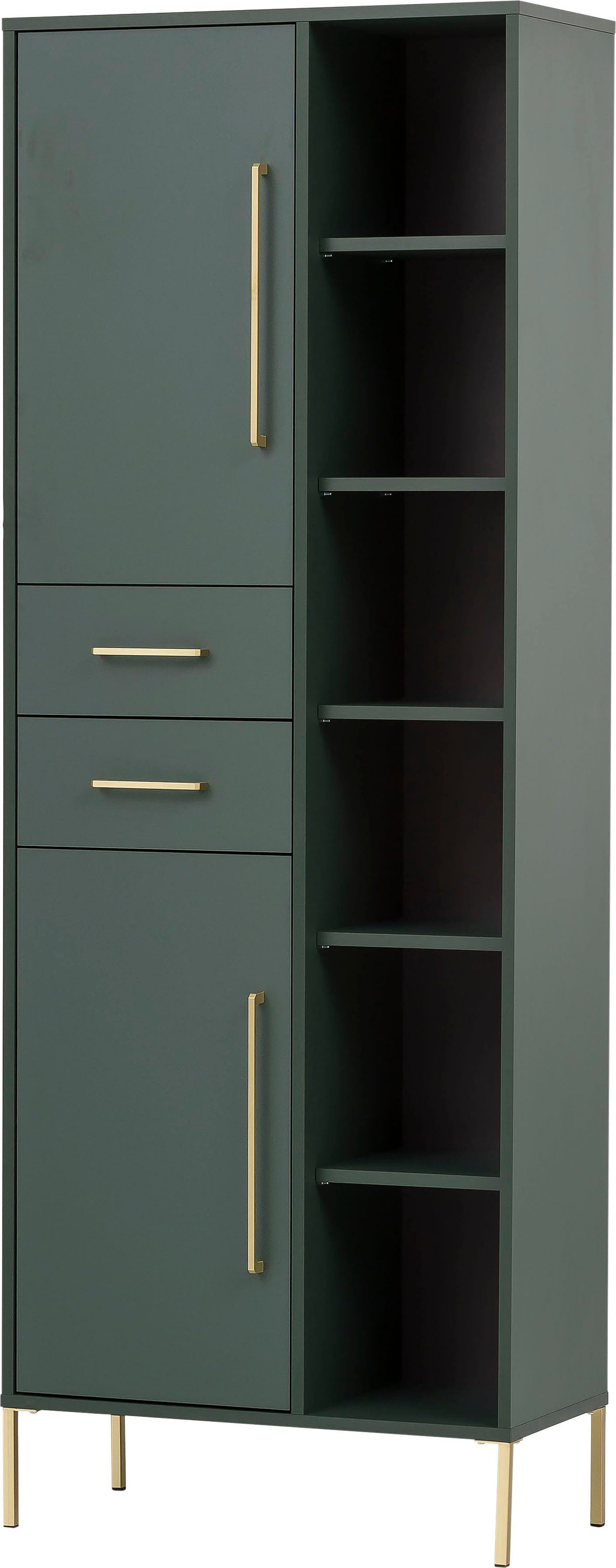 welltime Hoge kast Kent met goudkleurige handgrepen