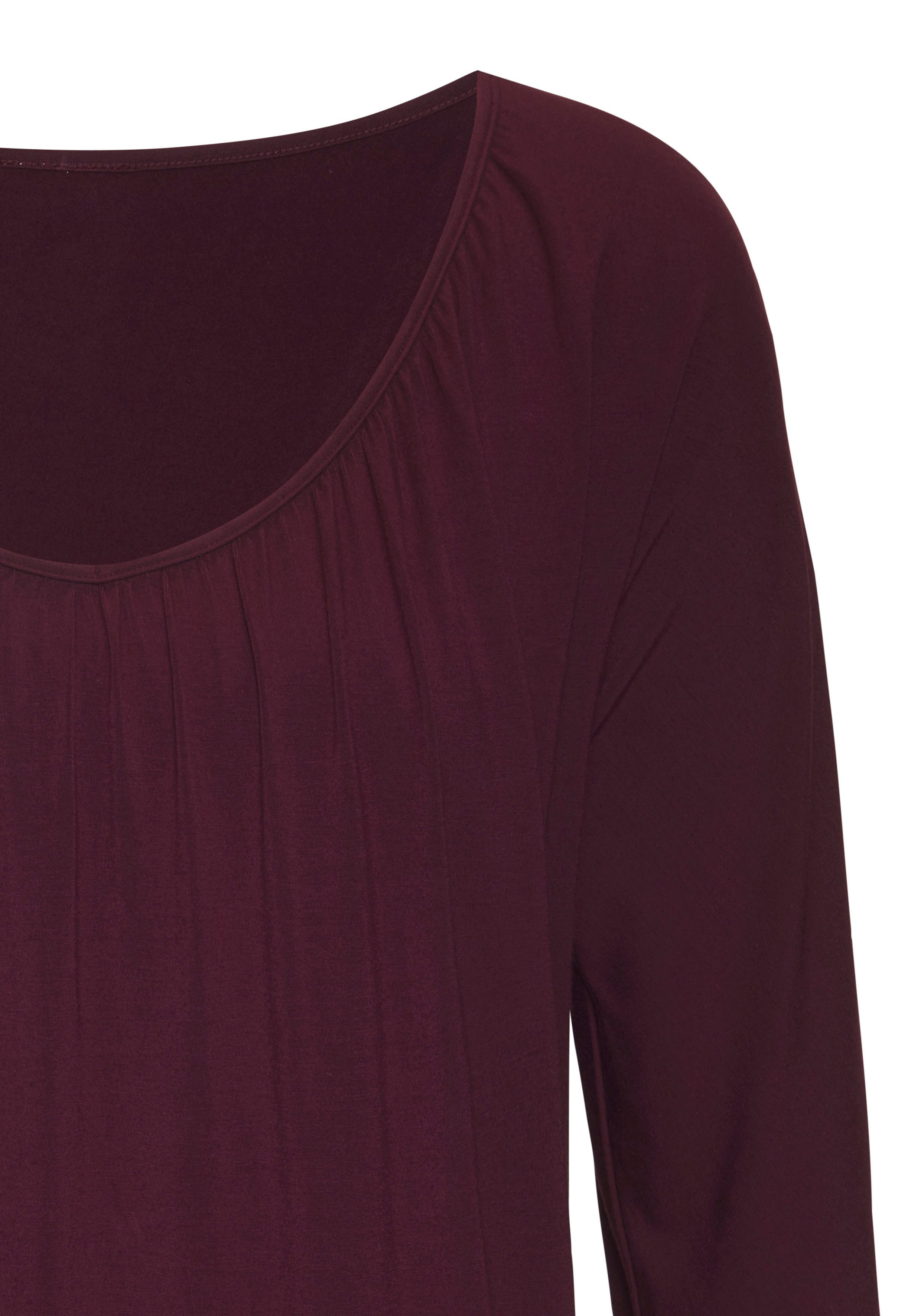 Lascana Shirt met 3/4 mouwen Met fijne plooien bij de hals (Set van 2)