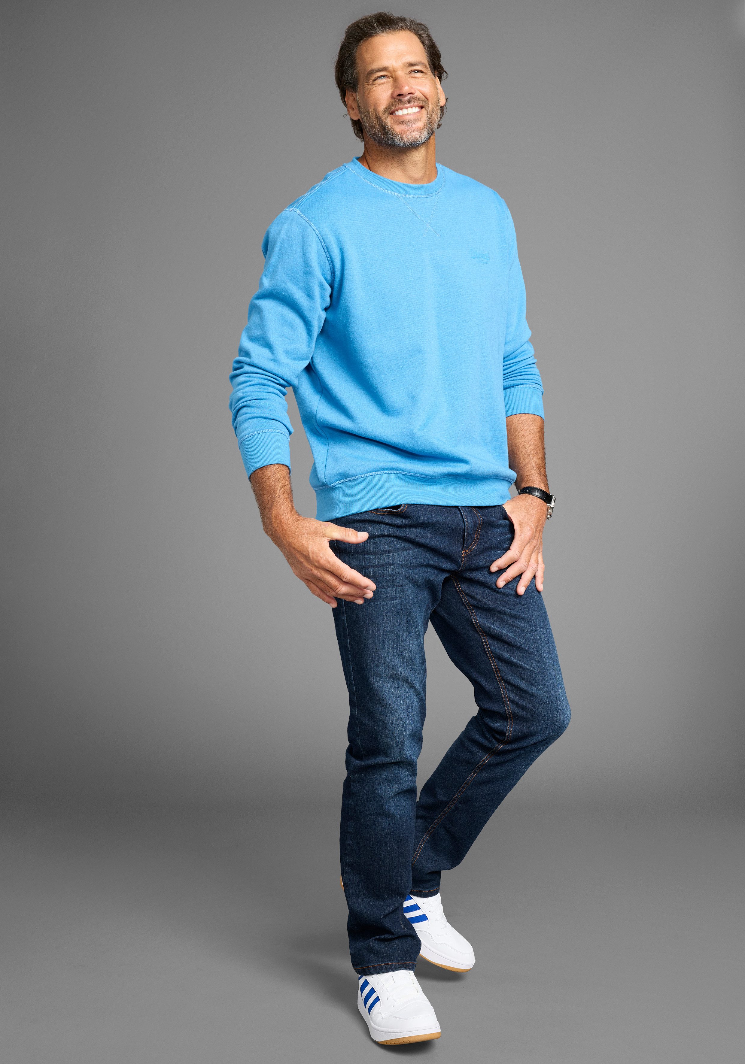 Man's World Sweatshirt Lange mouwen, basic-stijl, effen, ronde hals