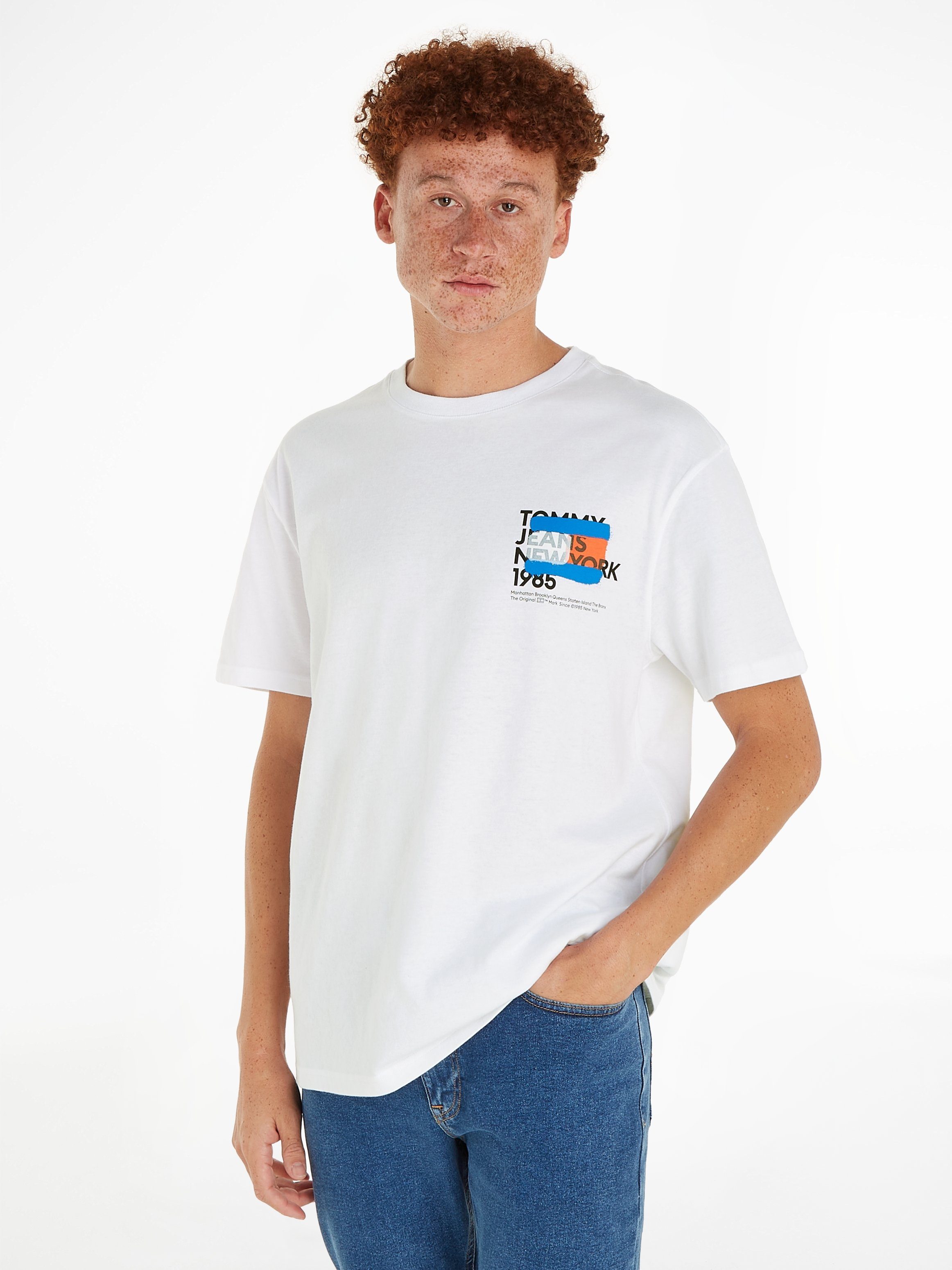Tommy Jeans T-shirt met label- en motiefprint model 'TOMMY NY GRAFFITI'