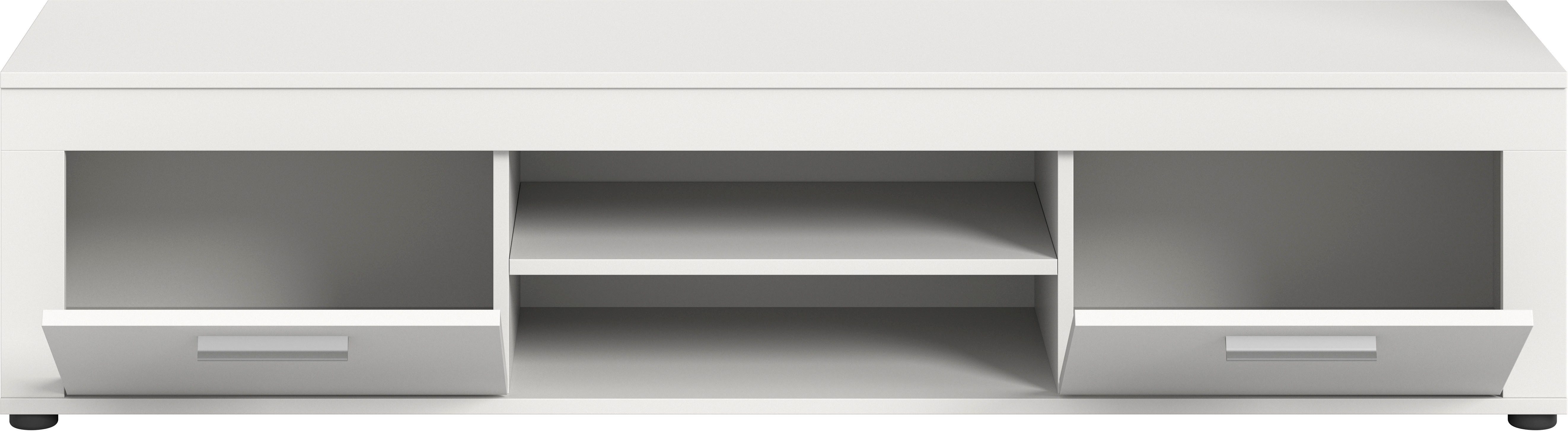 INOSIGN Tv-meubel Aosta, breedte 160 cm, in verschillende kleuruitvoeringen met 2 kleppen en 2 open vakken, tv-bord, mediabord, tv-meubel