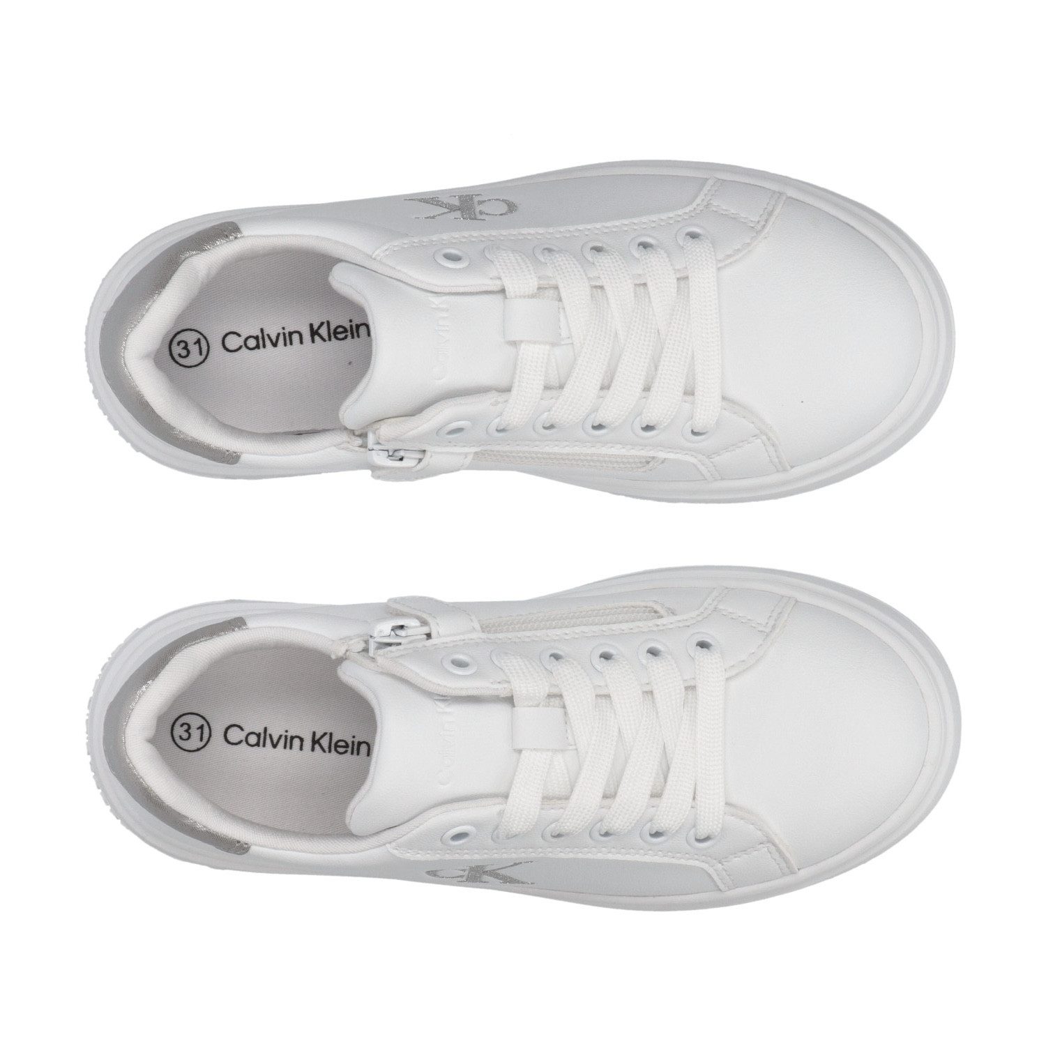 Calvin Klein Sneakers met rits, plateausneaker, veterschoen met metallic inzet