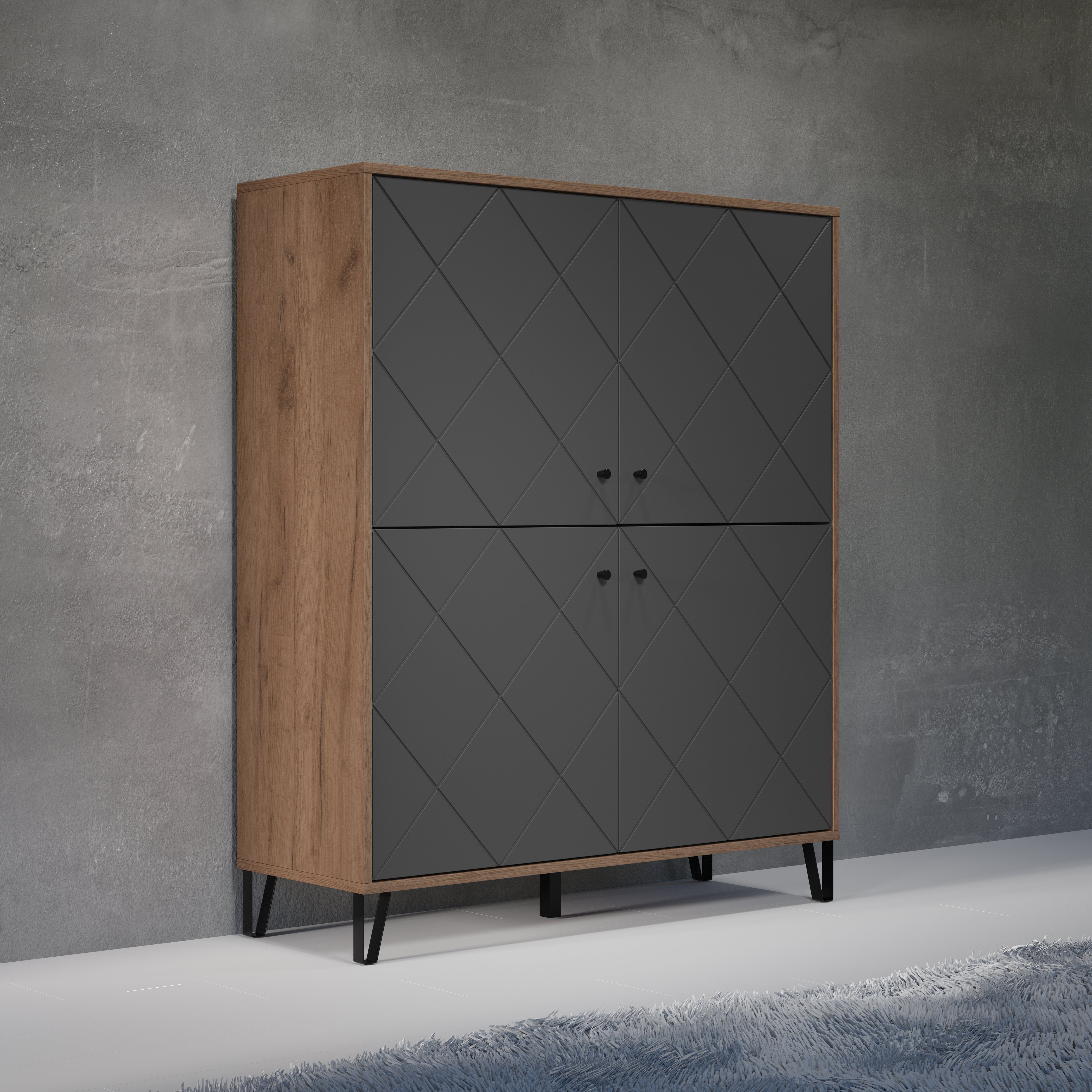 Places of Style Highboard MOLVENO met gestructureerde fronten, soft-close, breedte 123 cm (1 stuk)