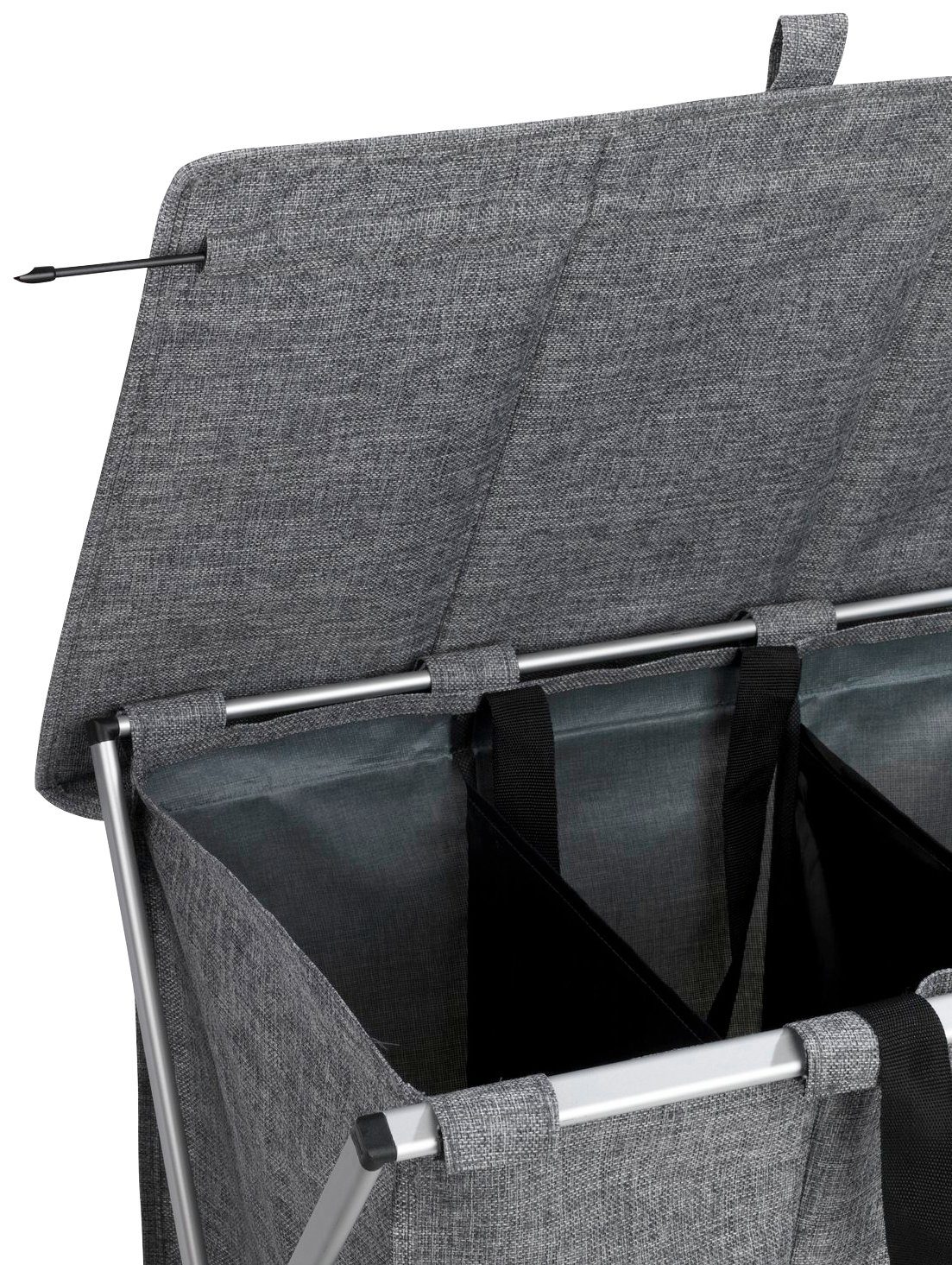 WENKO Wasmand TRIO inklapbaar, 3-delige indeling, grijs