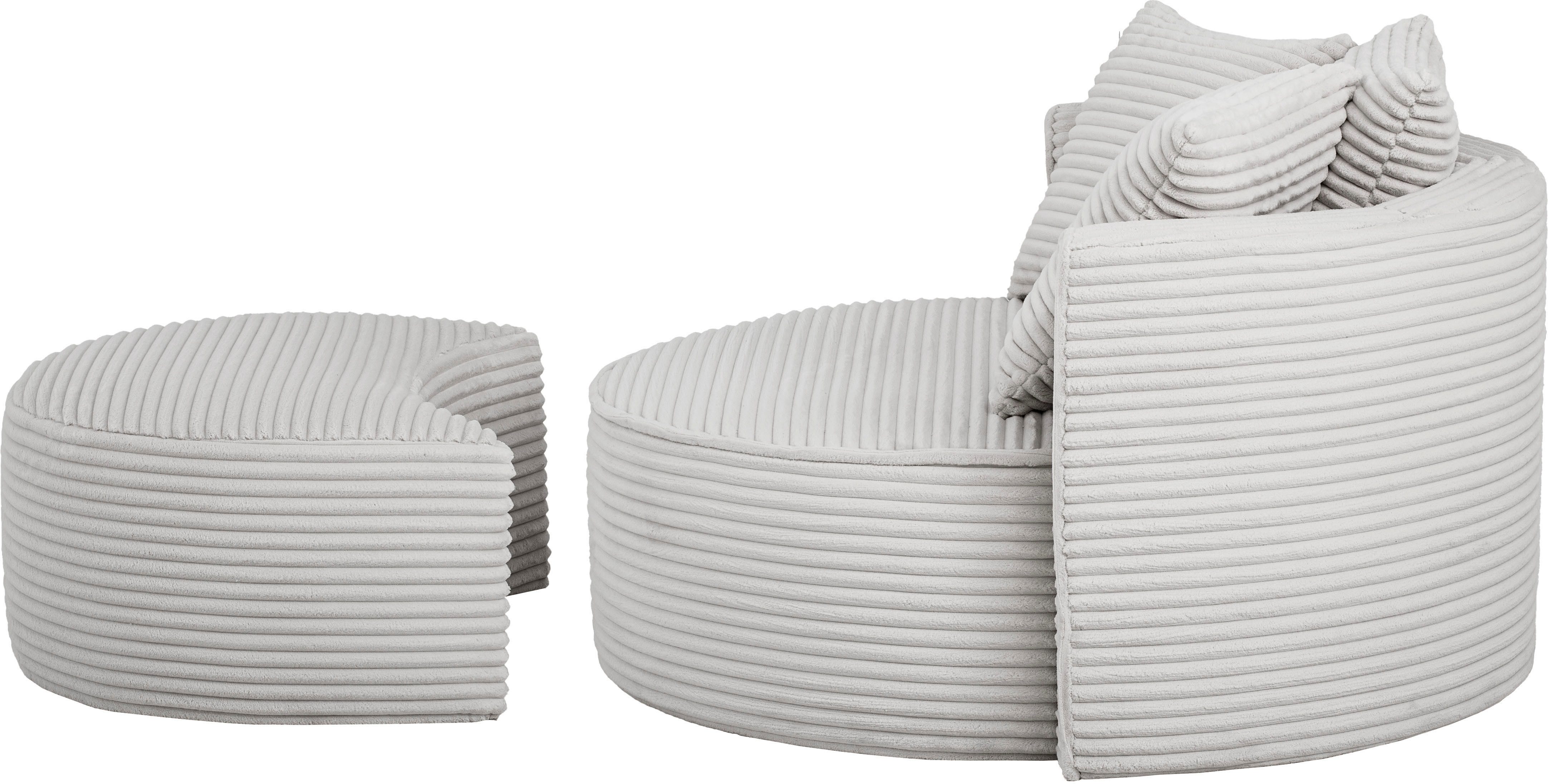 LeGer Home by Lena Gercke XXL-fauteuil Isalie, ronde stoel met voetensteun, leesstoel, loveseat, grote stoel (set)