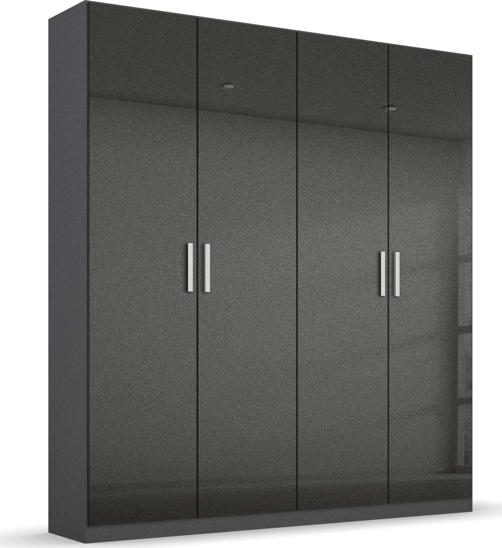 rauch Draaideurkast Koluna Hoogglansfront, inclusief 2 lades en extra planken kledingkasten maat 181 cm x 229 cm x 54 cm grijs