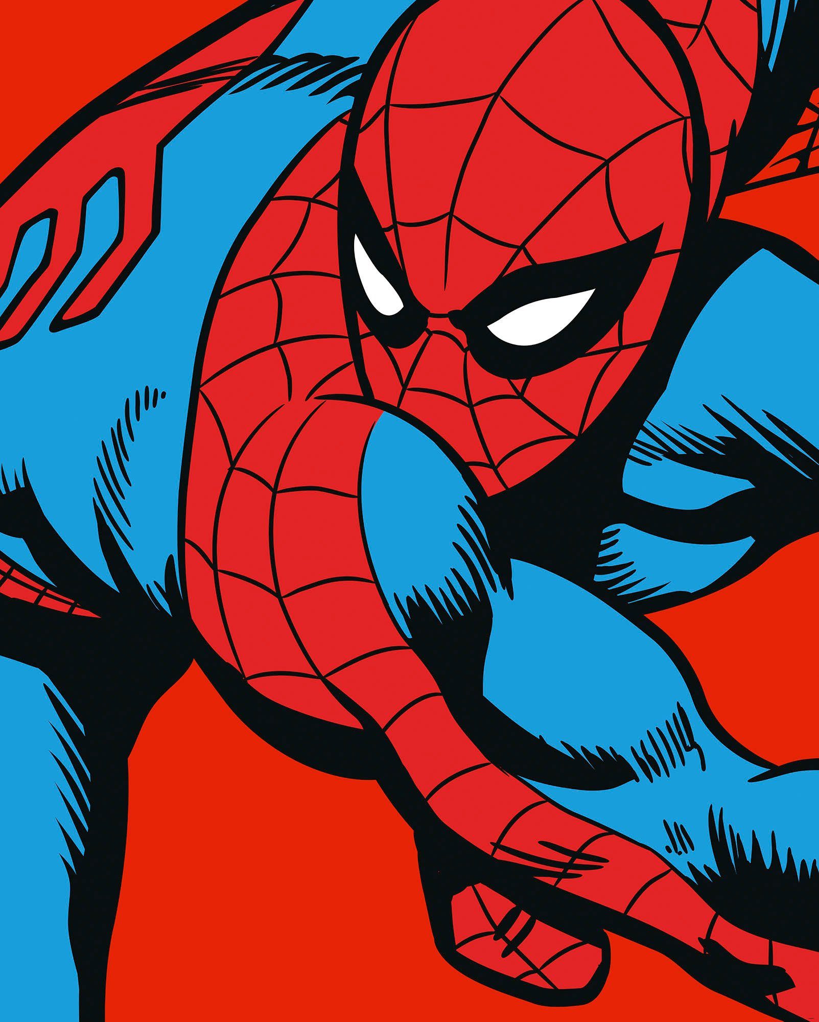 komar vliesbehang marvel powerup spider-man watchout (1 stuk) multicolor